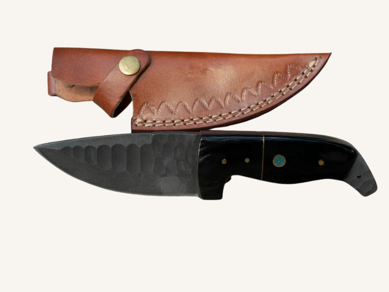 Hand-Forged Damascus Fixed Blade Knife | Engravable Leather Sheath