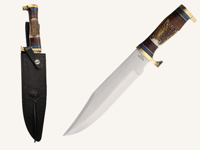 Stag Handle Bowie Knife | Custom Scroll Engraving Available