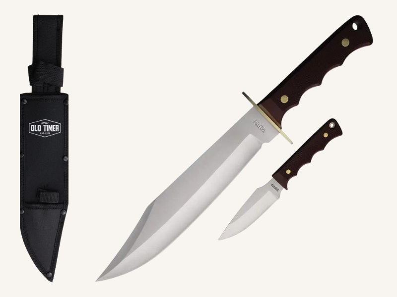 Old Timer 2-Piece Fixed Blade Knife Set | Custom Scroll Engraving Available