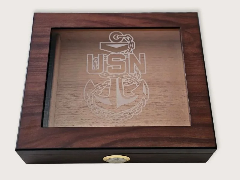 Premium Glass Top Cigar Humidor | Custom Engraved