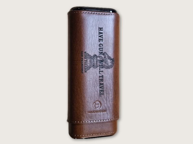 Personalized Leather Cigar Case with Cutter