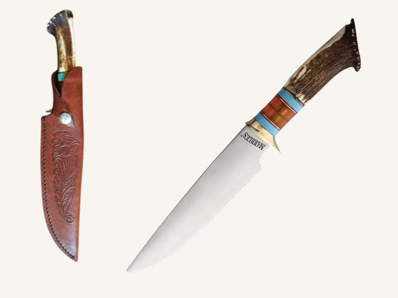 Crown Stag Bowie Knife | Custom Scroll Engraving Available