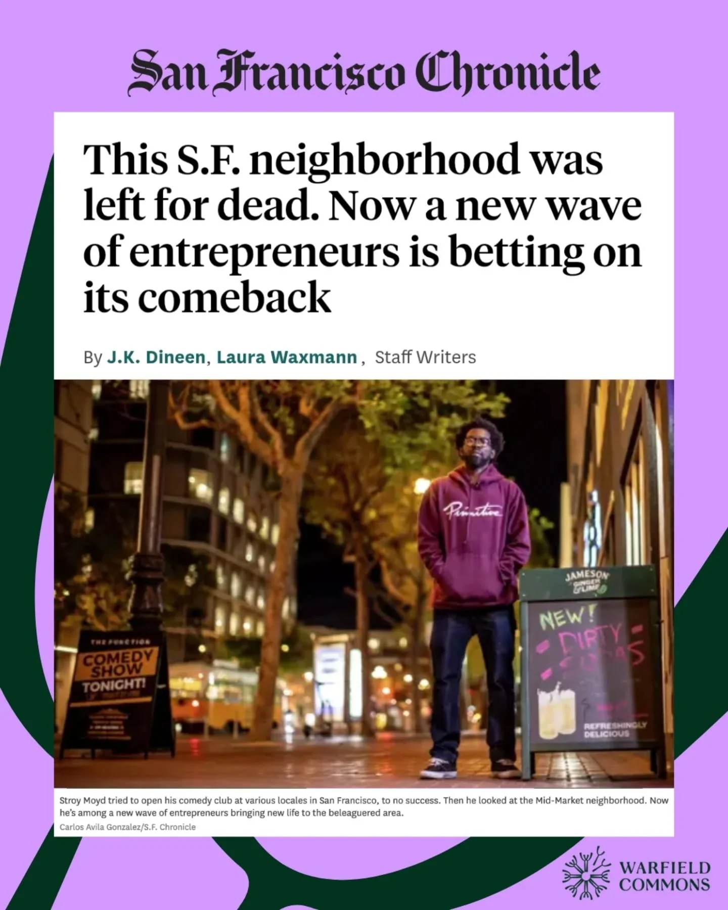 Mid-Market&rsquo;s story isn&rsquo;t finished, it&rsquo;s being written in real time.

This feature by @sfchronicle highlights the creatives helping shape a new chapter for the neighborhood with a bold vision for community cohesion, storytelling, and