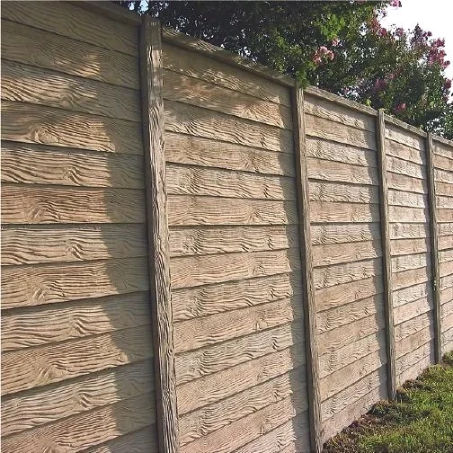 Woodcrete precast concrete fence by Dr Konkrete Products — wood plank texture, Georgetown TX