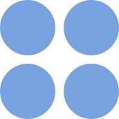 Four blue circles arranged in a square pattern on a black background.