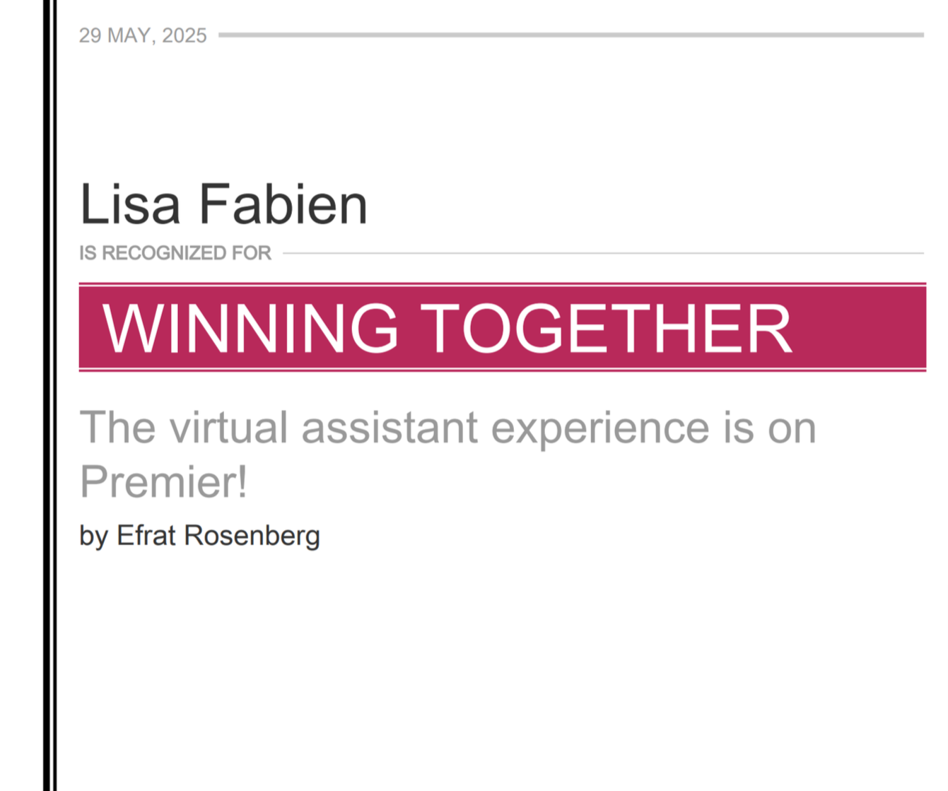 Virtual Assistant Experience Live on Premier