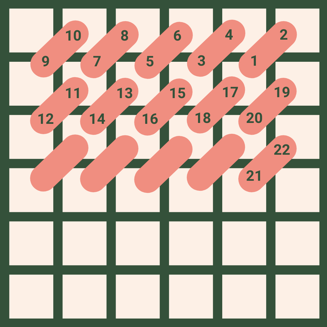 Diagram of the continental stitch for needlepoint