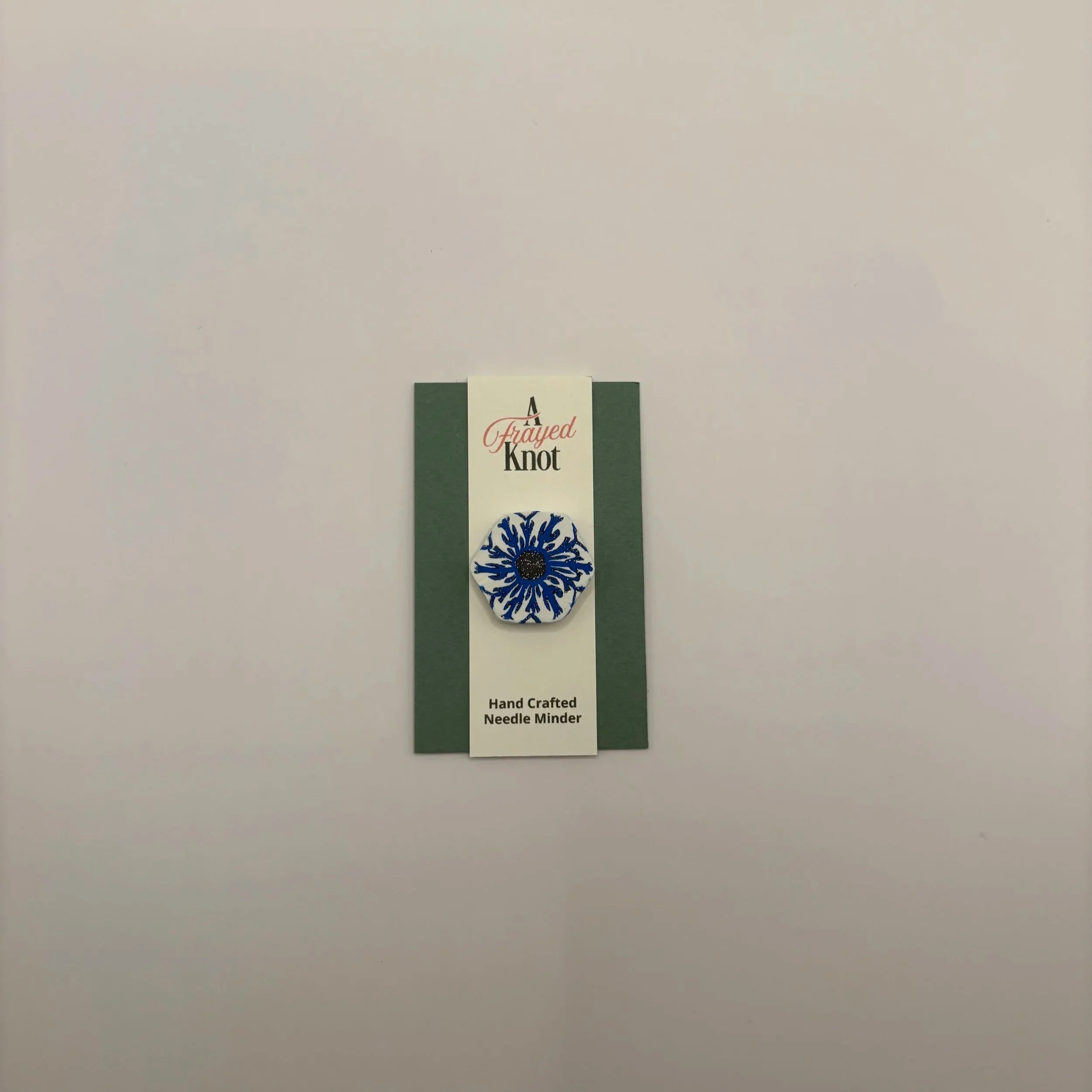 Blue and White Sparkly Snowflake Needle Minder