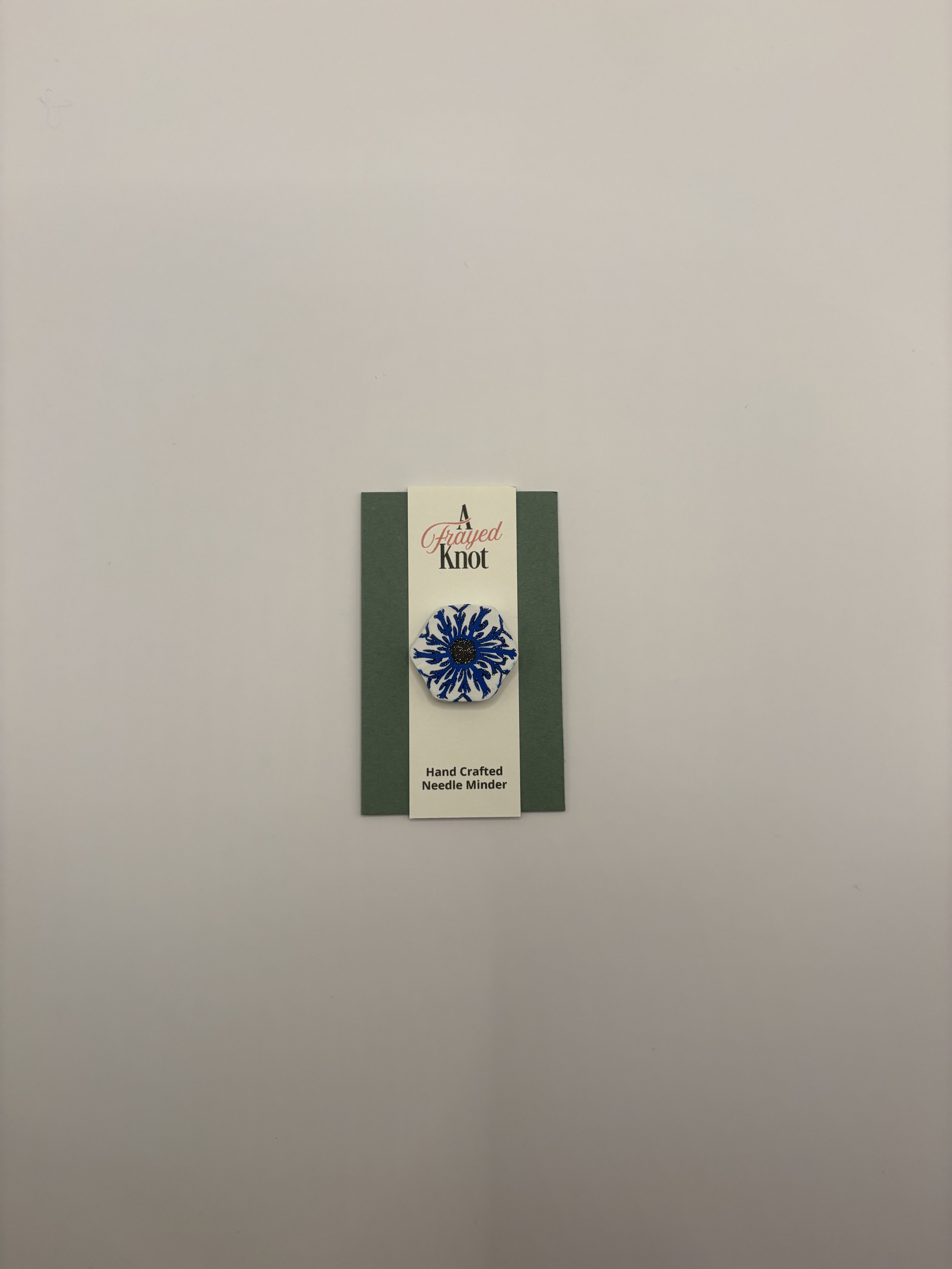 Blue and White Sparkly Snowflake Hand Crafted Needle Minder