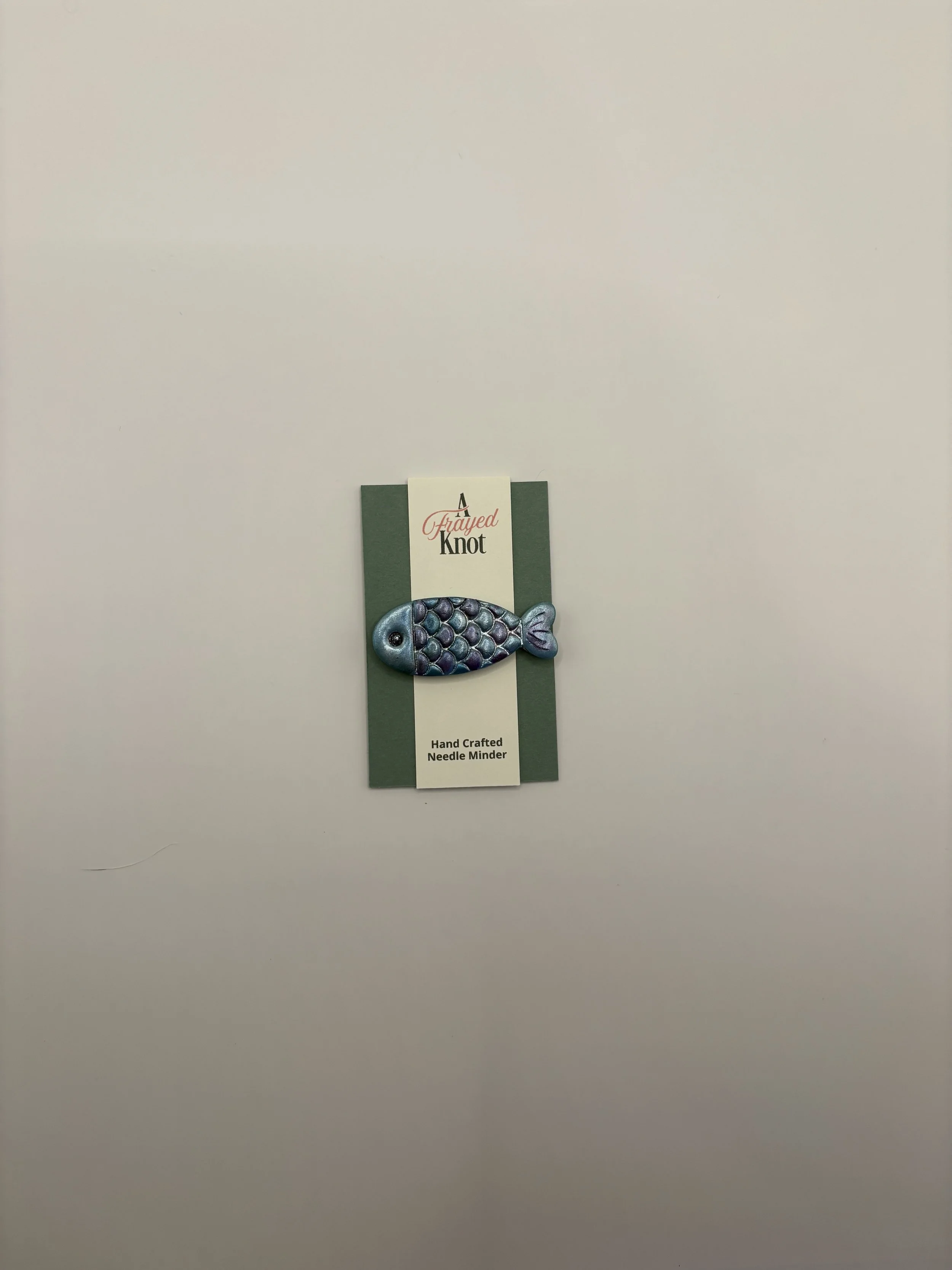 Blue and Purple Scalloped Fish Hand Crafted Needle Minder