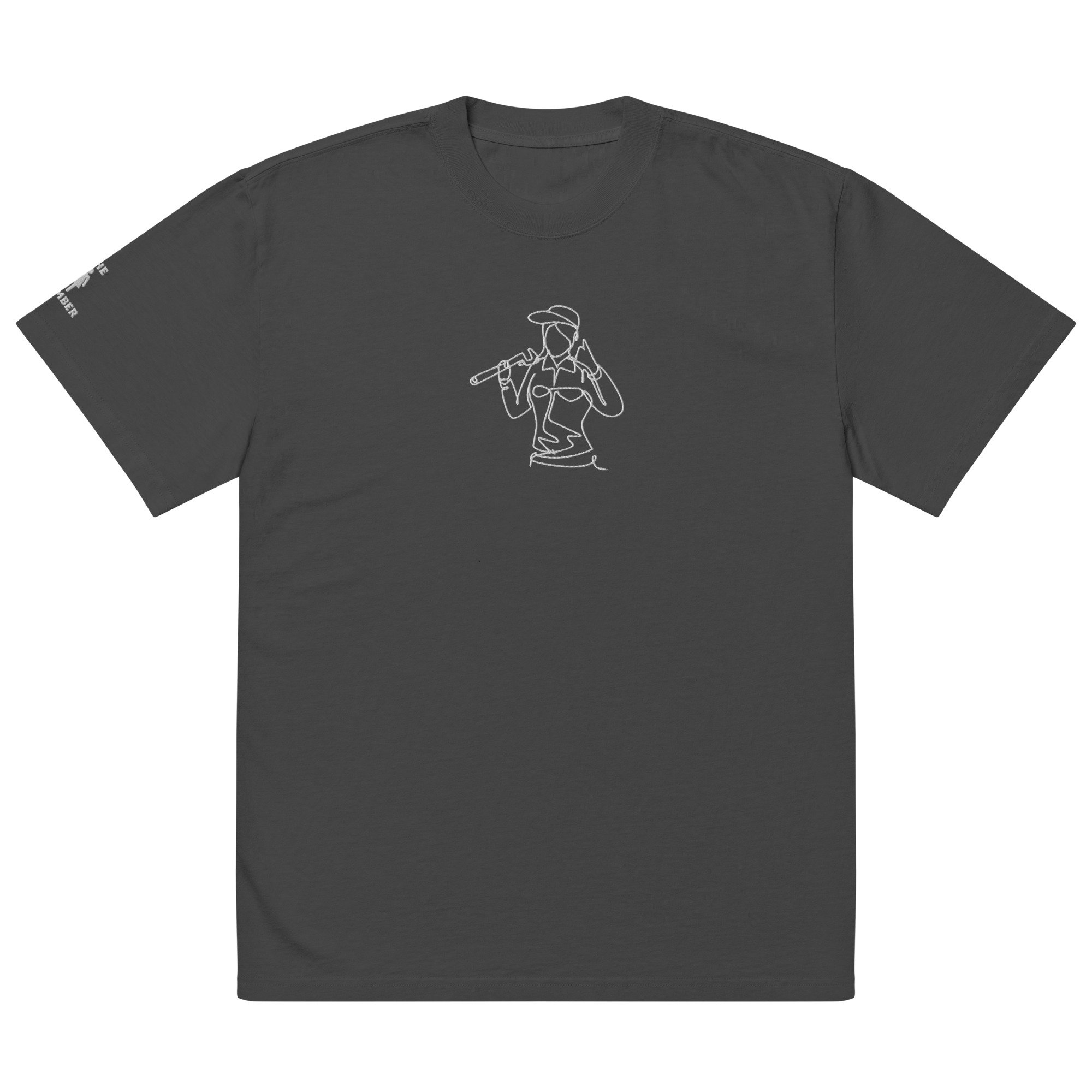 THE LADY PLUMBER SKETCH EMBROIDERED OVERSIZED FADED T-SHIRT