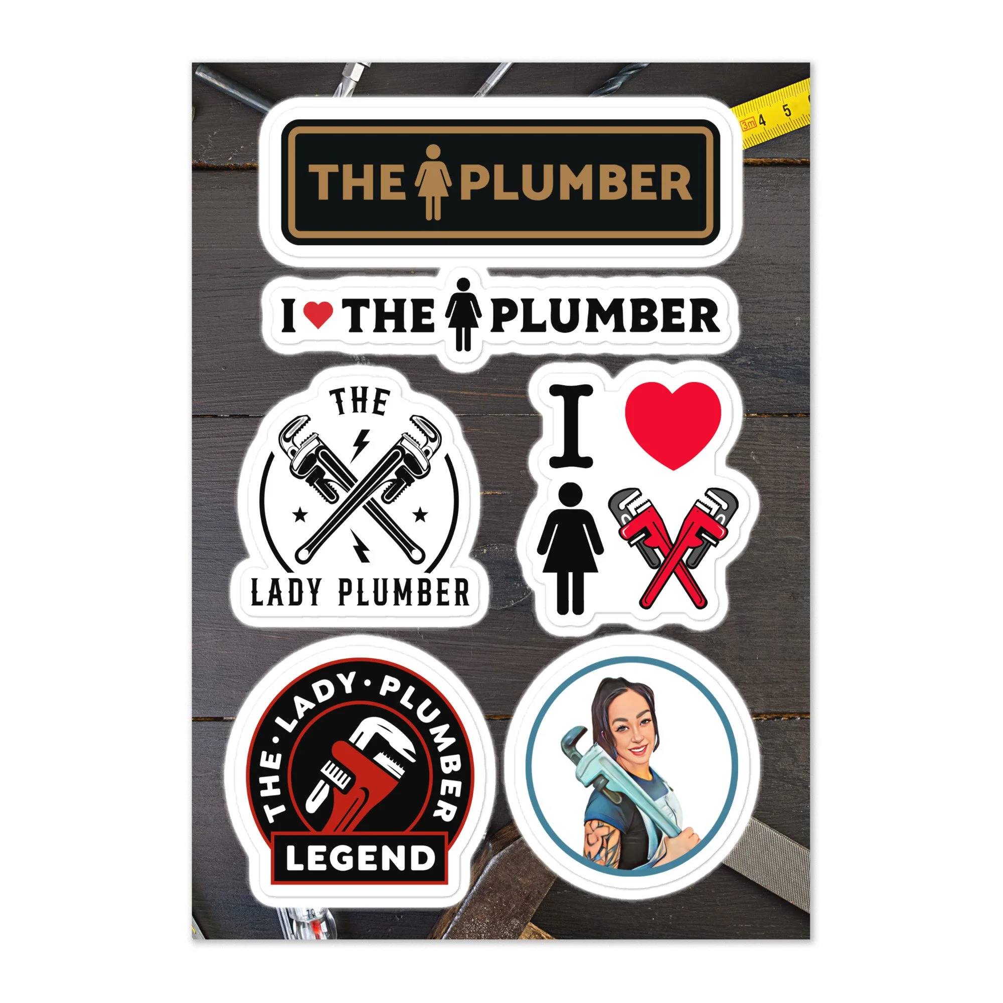 THE LADY PLUMBER STICKER SHEET (5.83″ × 8.27″)