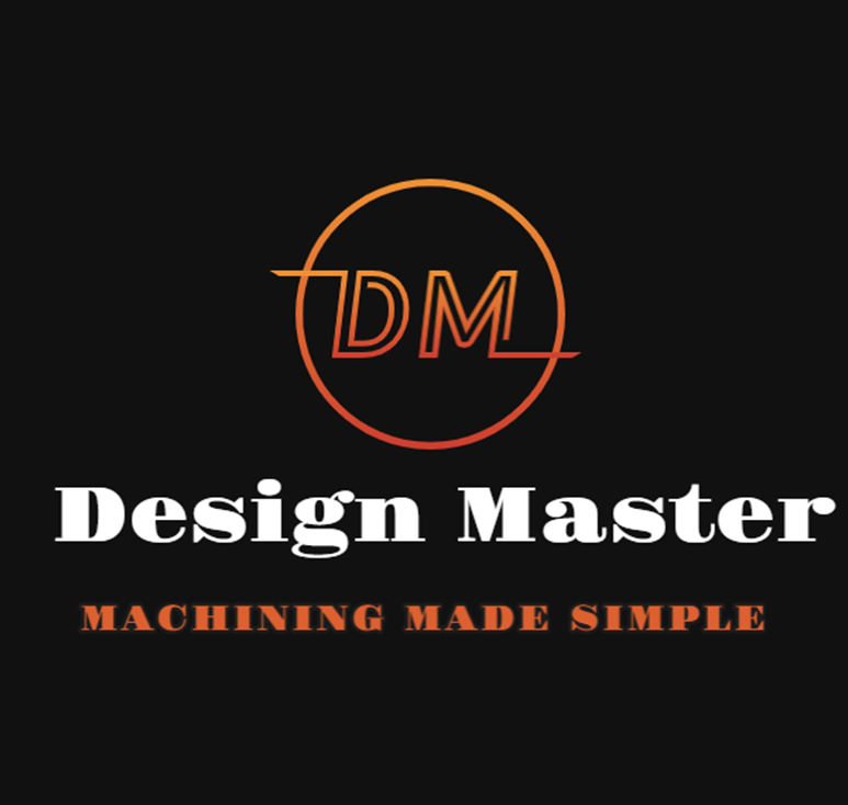 Logo with the initials 'DM' inside a circle, with the text 'Design Master' and the tagline 'Machining Made Simple' below.