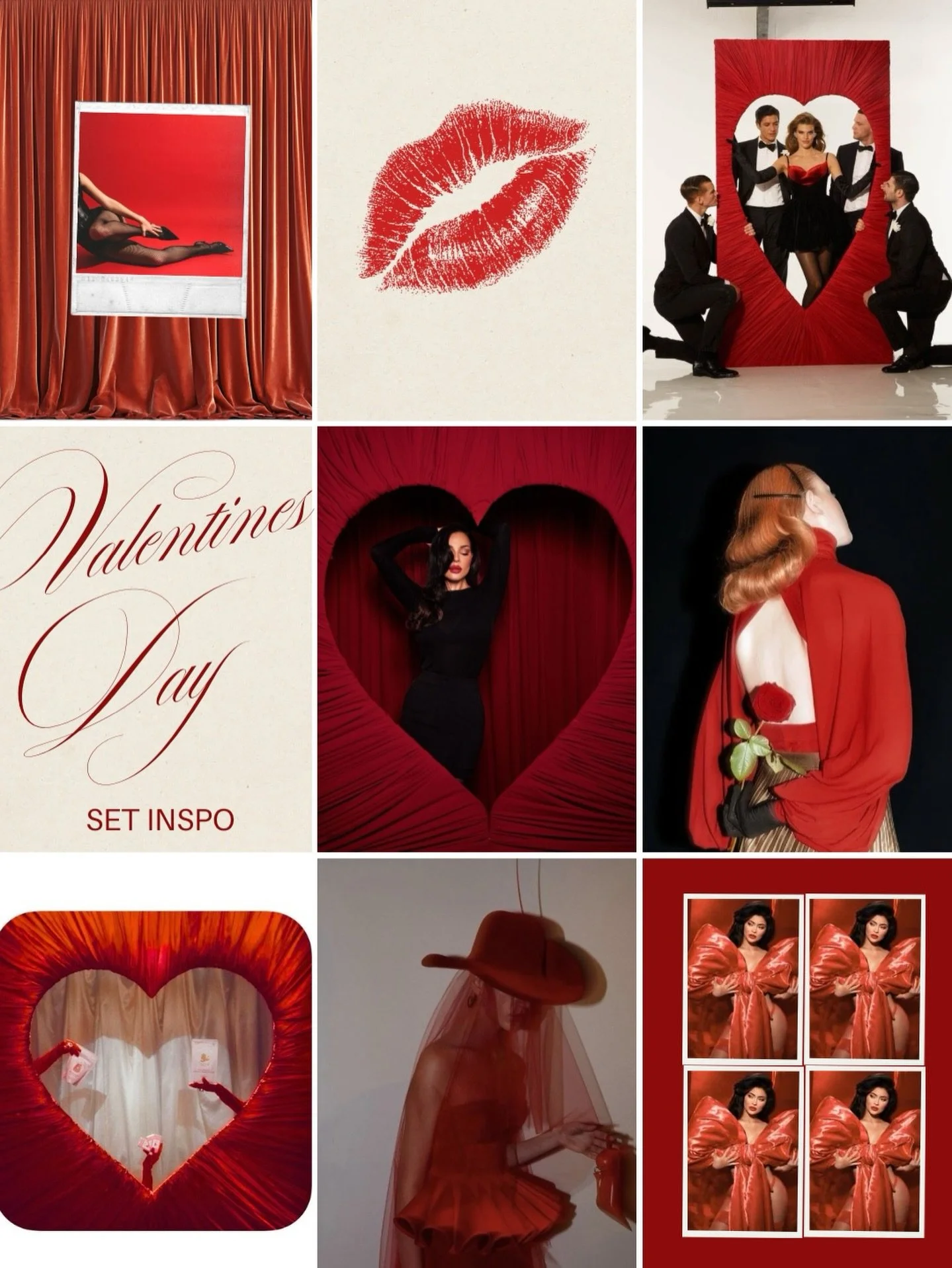 Valentine&rsquo;s, but make it cinematic. Romance in red. Dramatic draping, sculpted hearts, vintage glamour, and modern edge 💋our Valentine&rsquo;s set is designed to feel iconic. Set will be up Monday January 12th till February 15th! &hearts;️ 
It