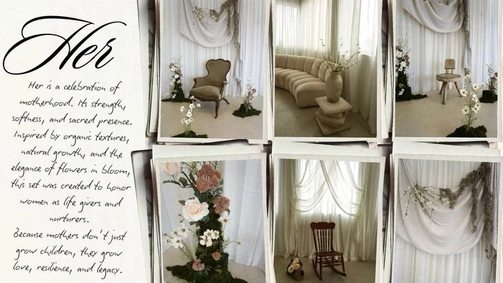 HER 🌿
A Mother&rsquo;s Day experience, designed to honor her.
This year, the experience is offered in three distinct ways, allowing every mother to step into HER in a way that feels right for her:

HER: The Session
A simple, refined portrait experie