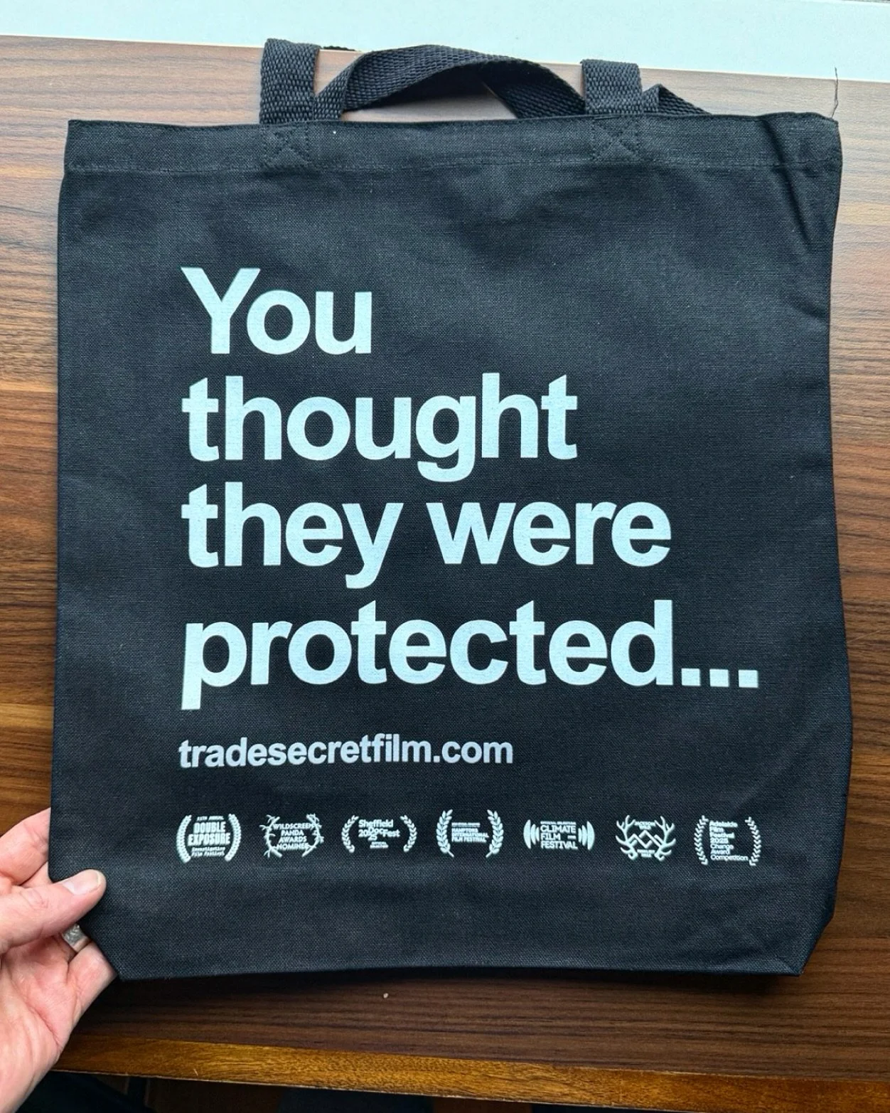 One of the few @tradesecretfilm tote bags we had made and handed out at our screenings in the Hamptons and LA. It simply sums up what most people have felt upon learning that polar bears (and many other vulnerable species) still face the threat of in