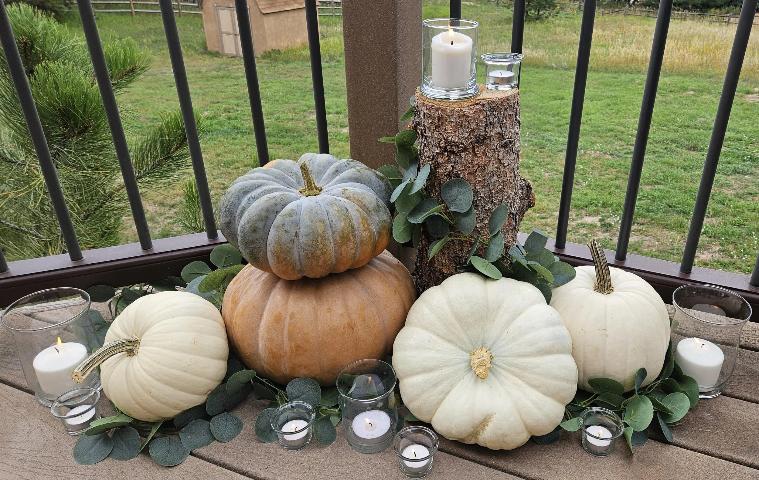 Pumpkins and candles on deck.jpg