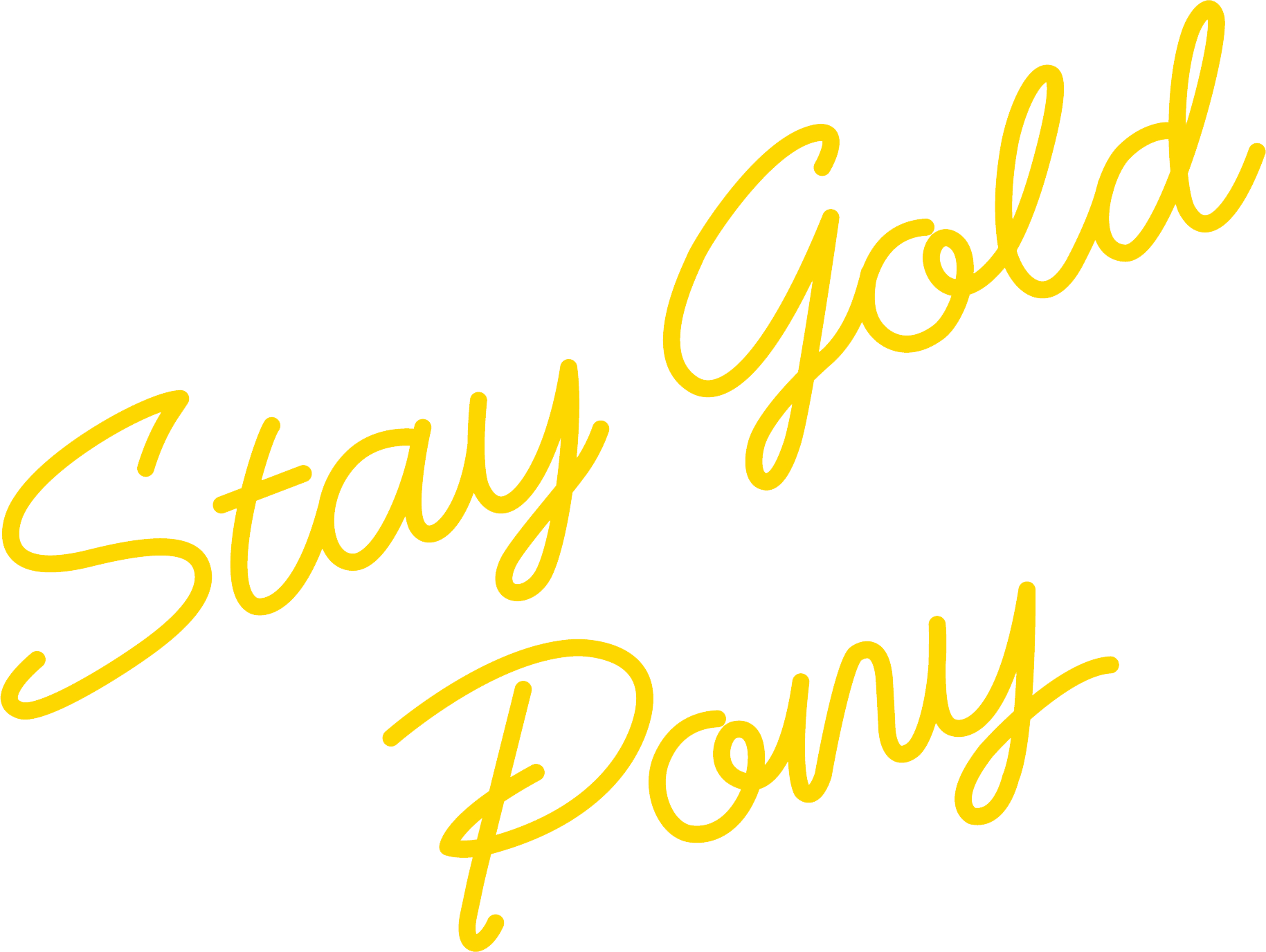 Yellow handwritten style text on black background that says, "Stay Gold, Pony".