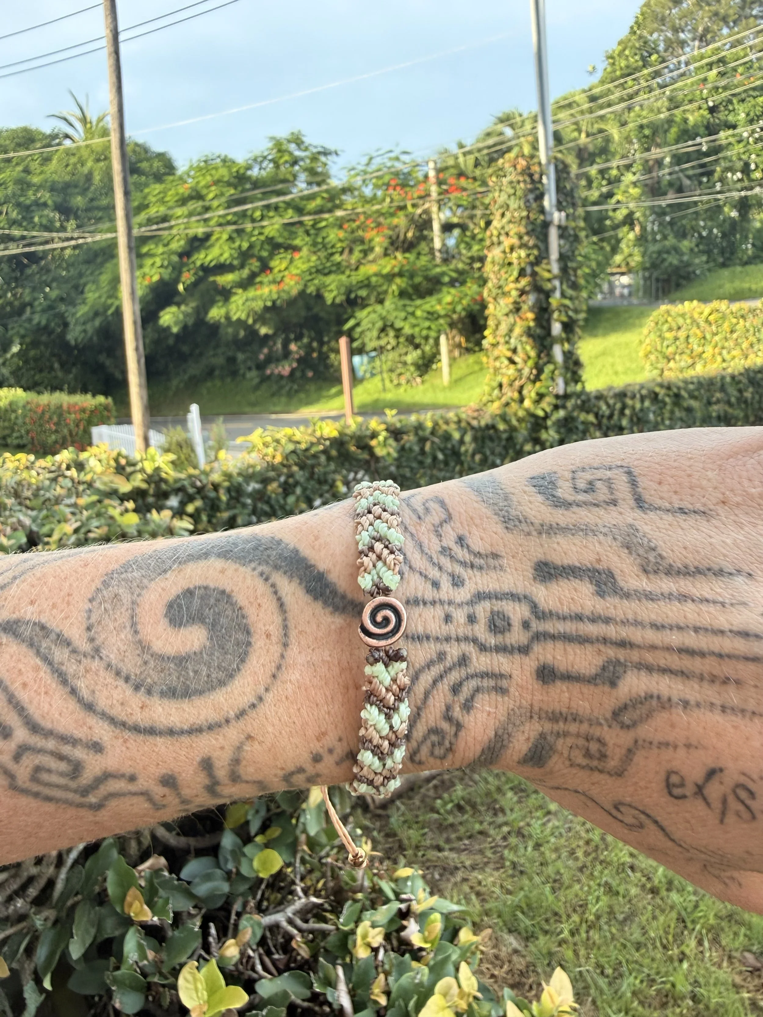 Green & Brown Spiral Bracelet