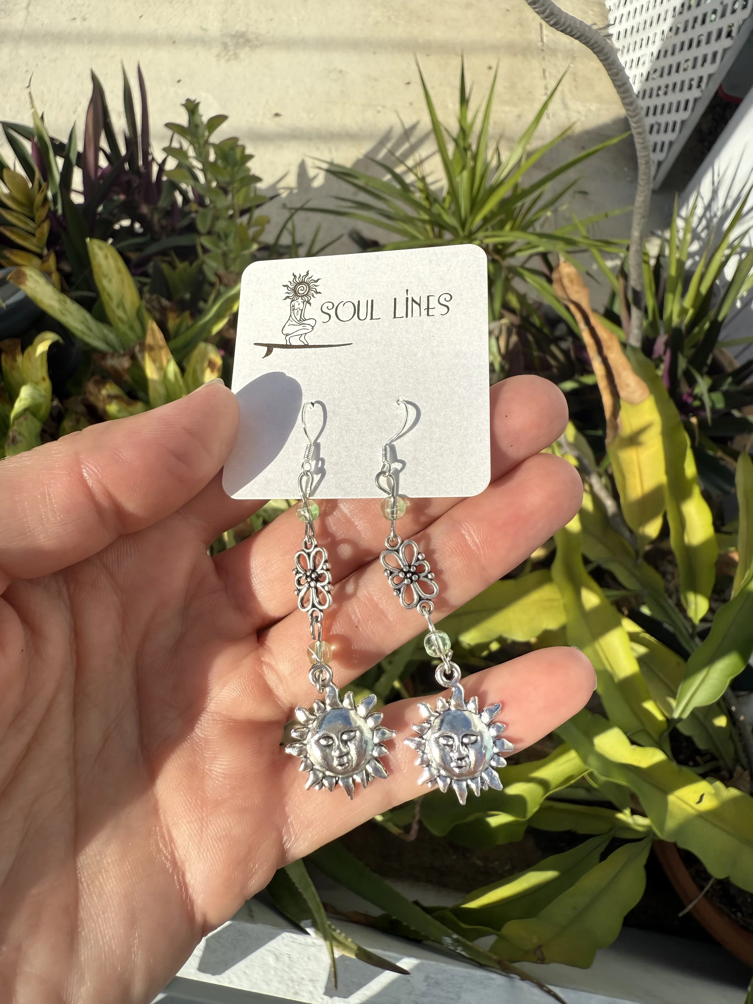 Silver Faced Sun Earrings