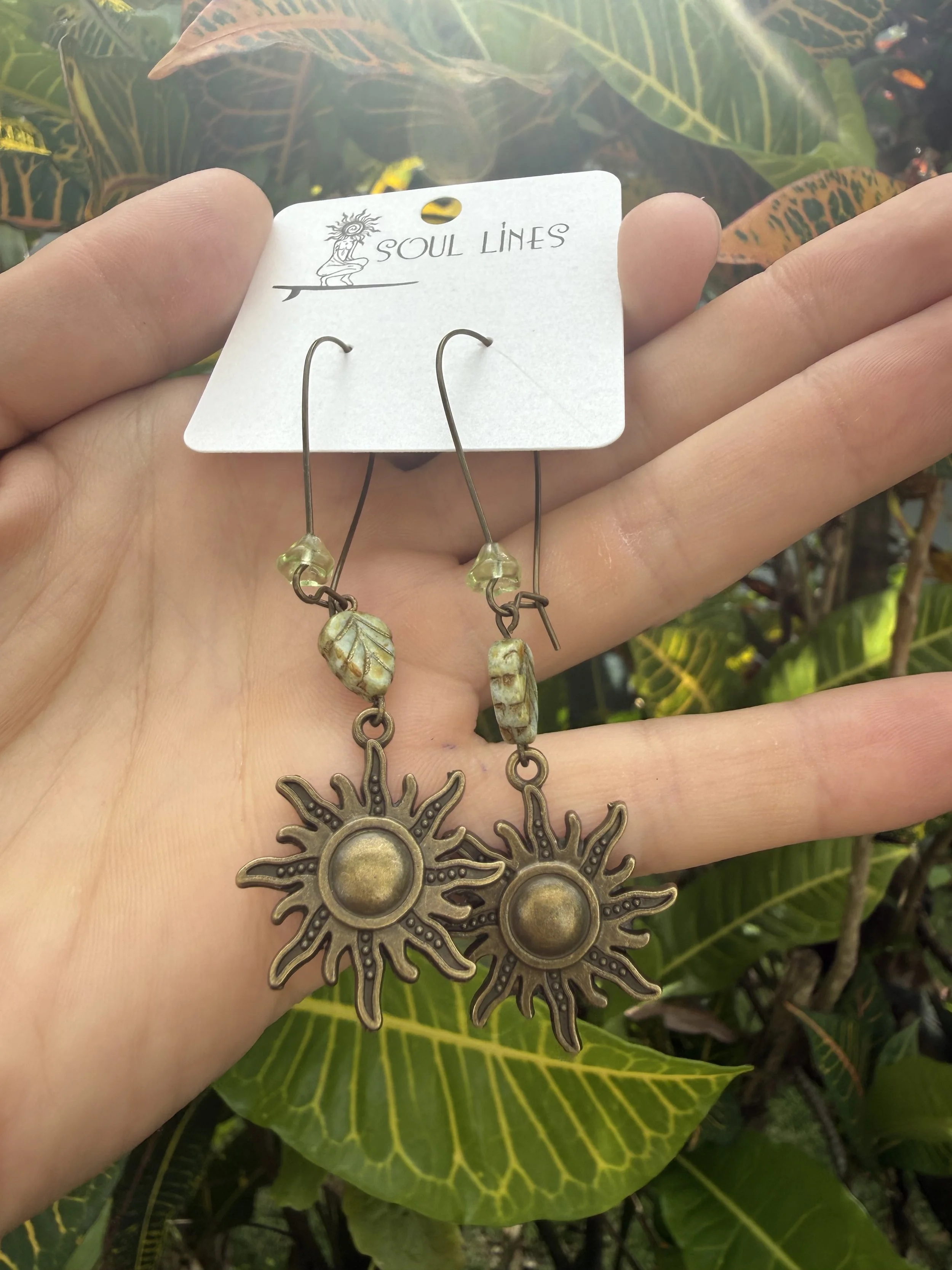 Bronze Sun Leaf Earrings