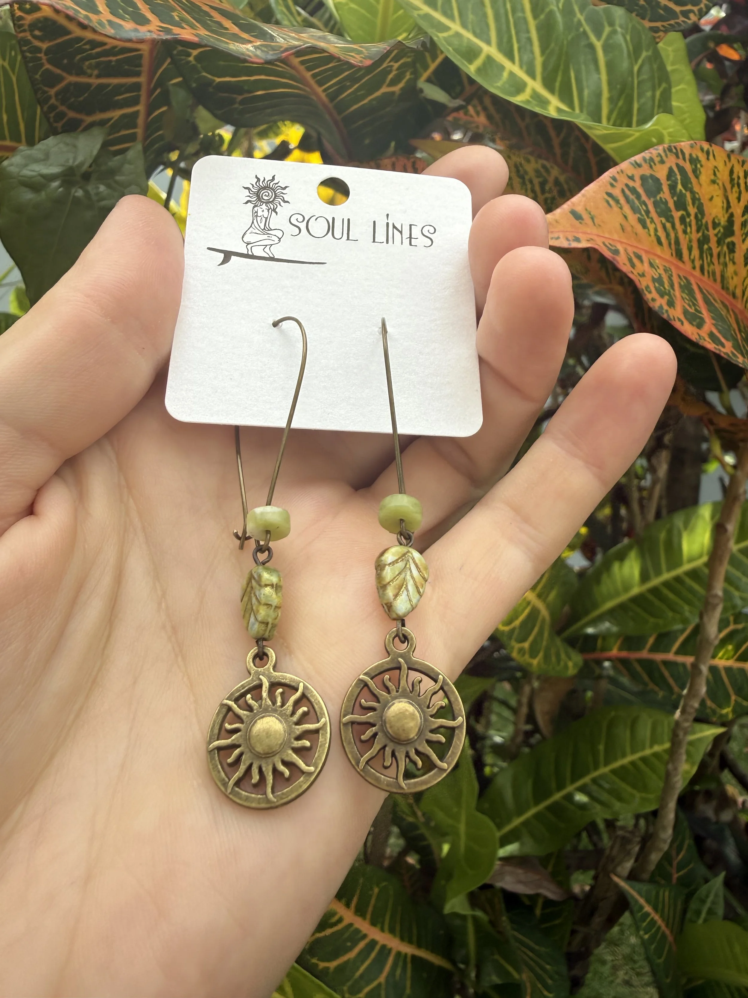 Bronze Sun Leaf Earrings