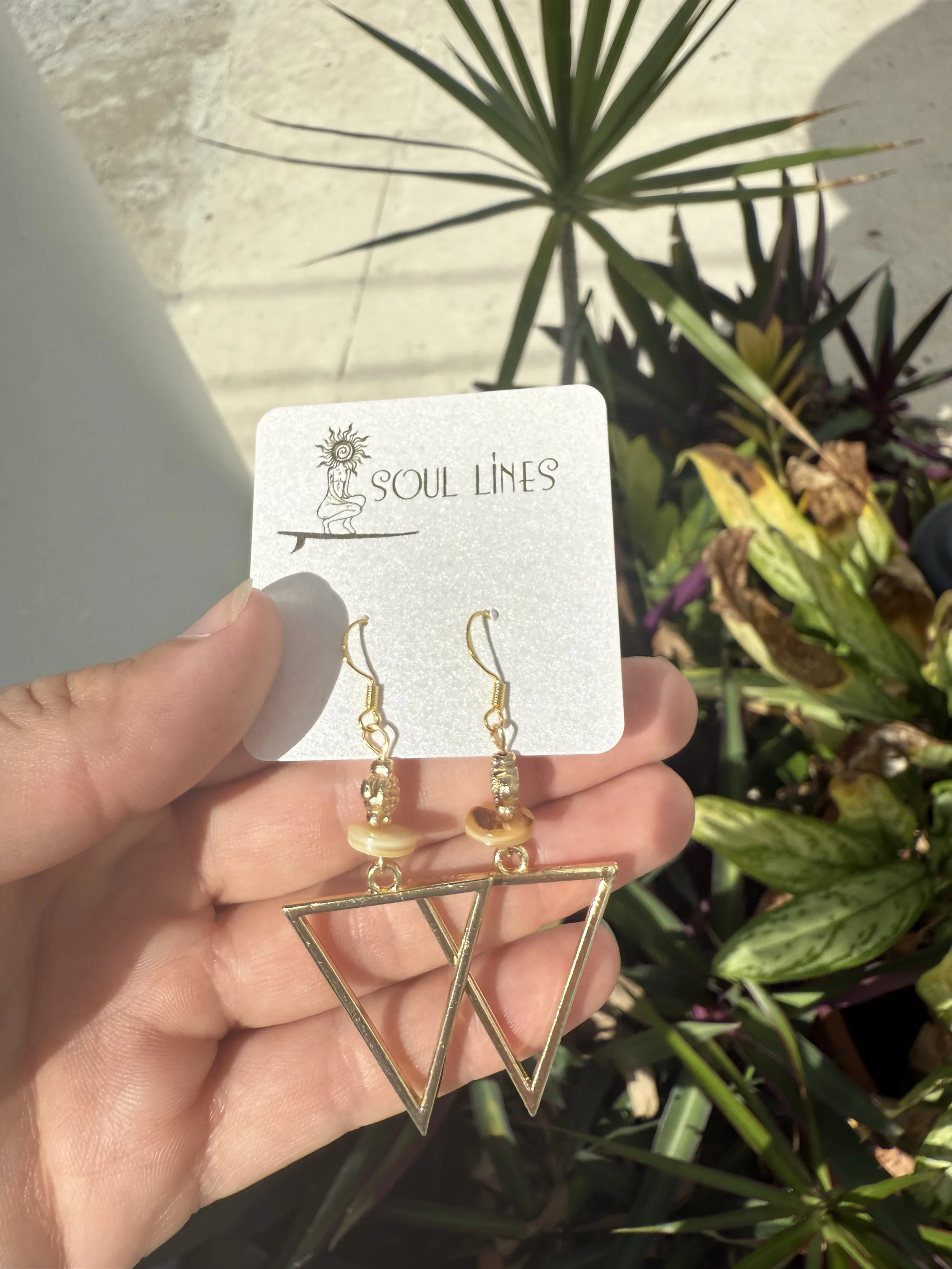 Gold Triangle/ Turtle Earrings