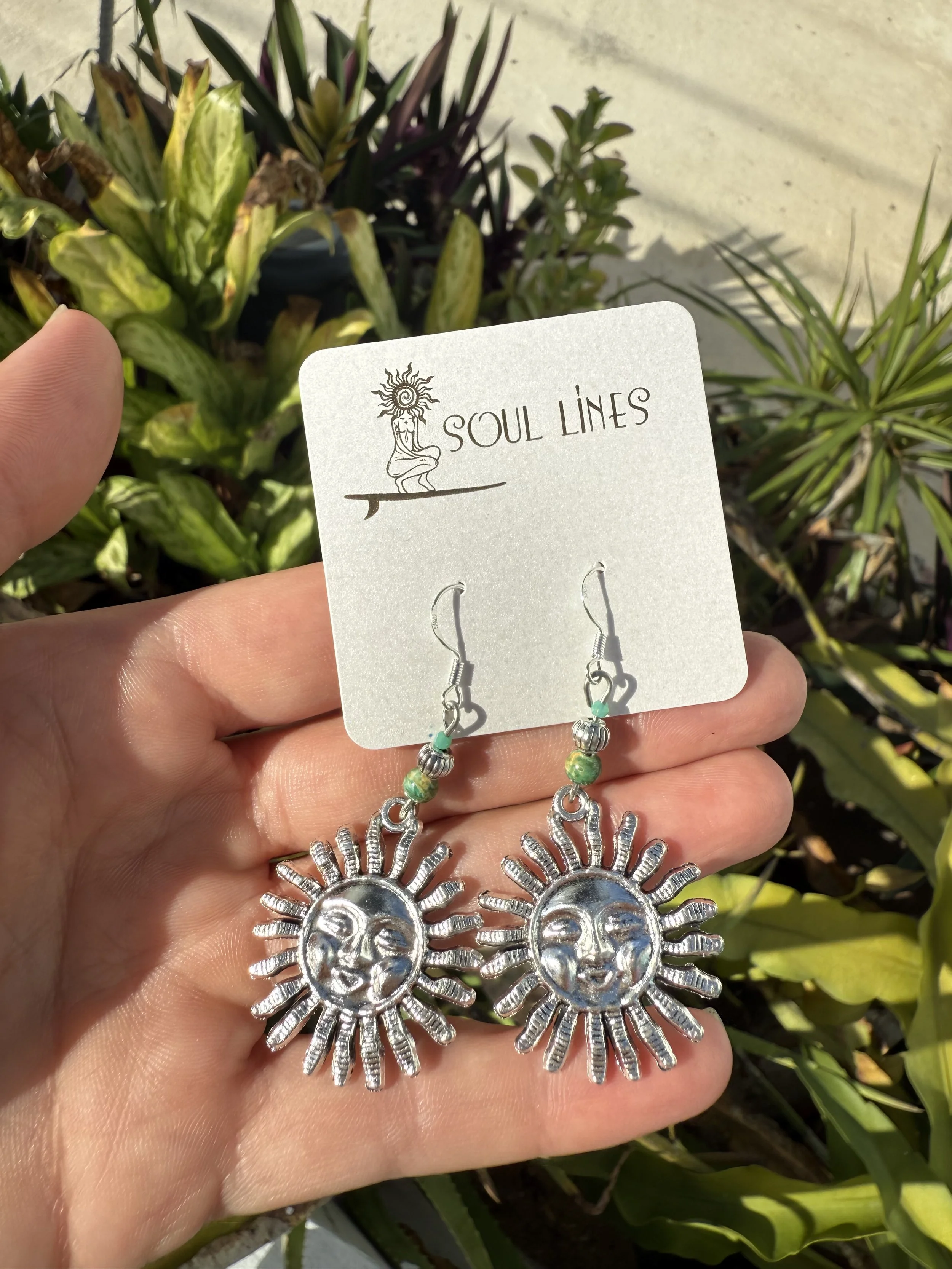 Silver Faced Sun Earrings