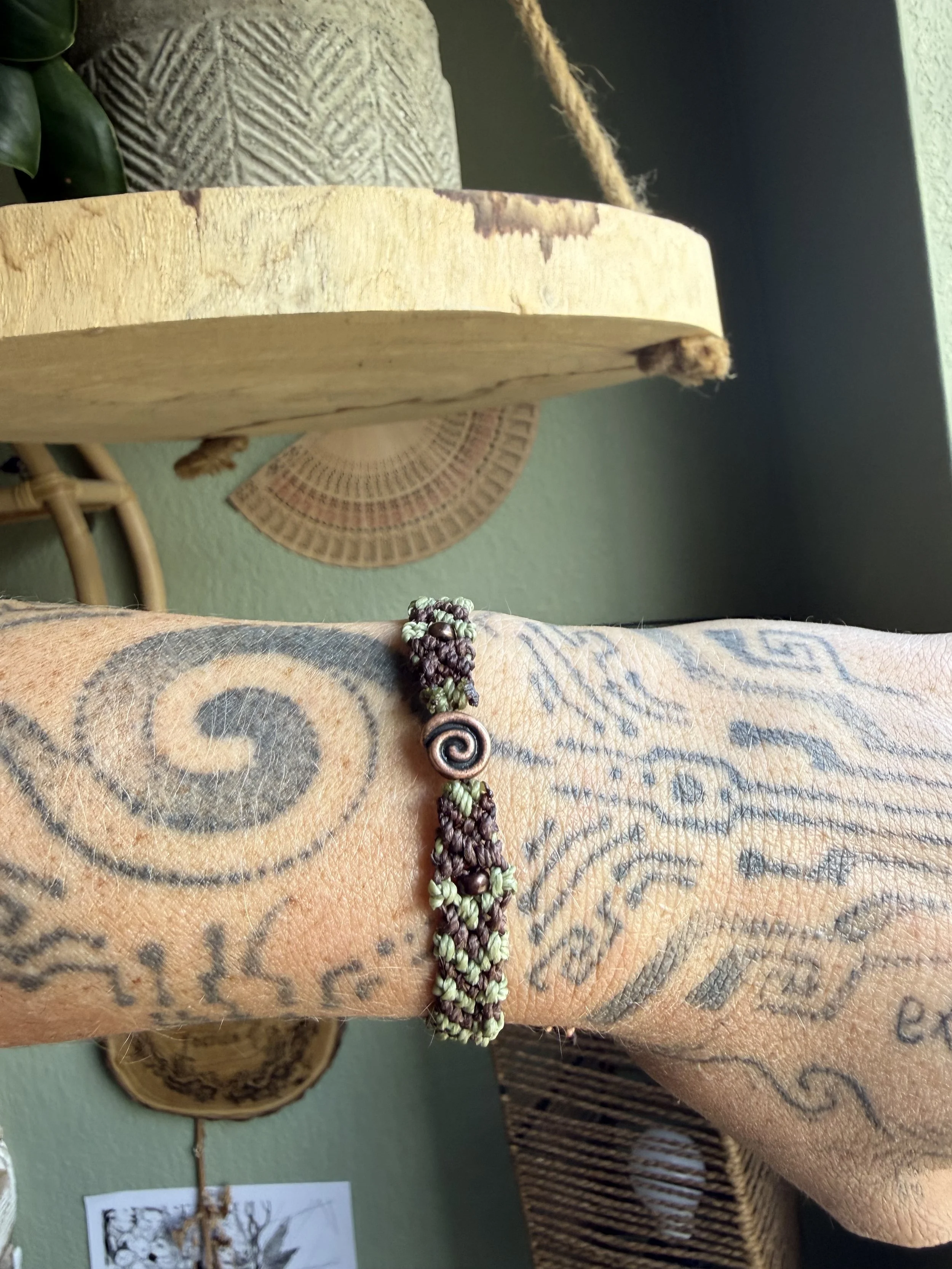Teal & Brown Spiral Bracelet