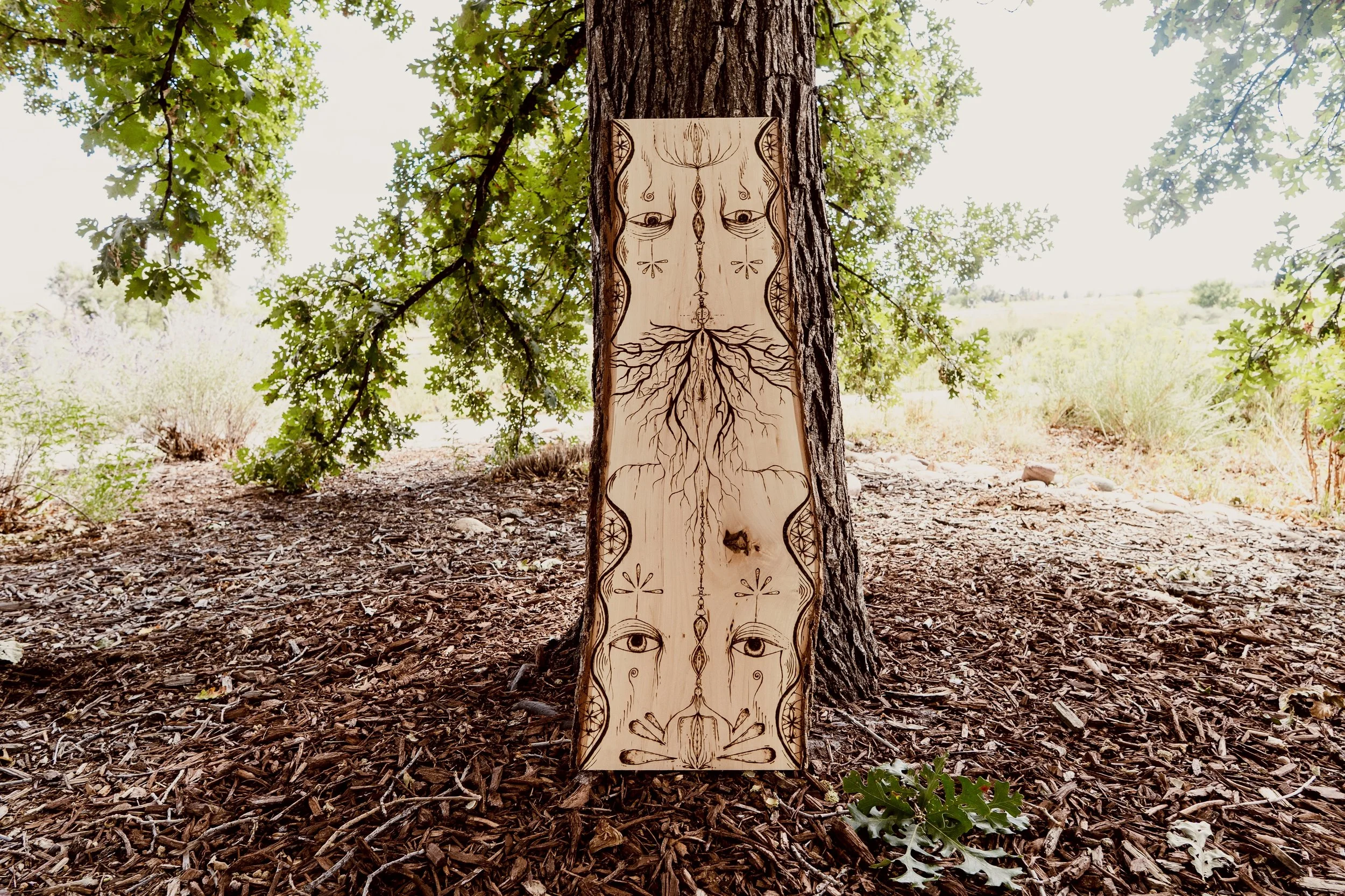 Divine feminine, earth, spiritual wood burning. Wall decor. Handmade.