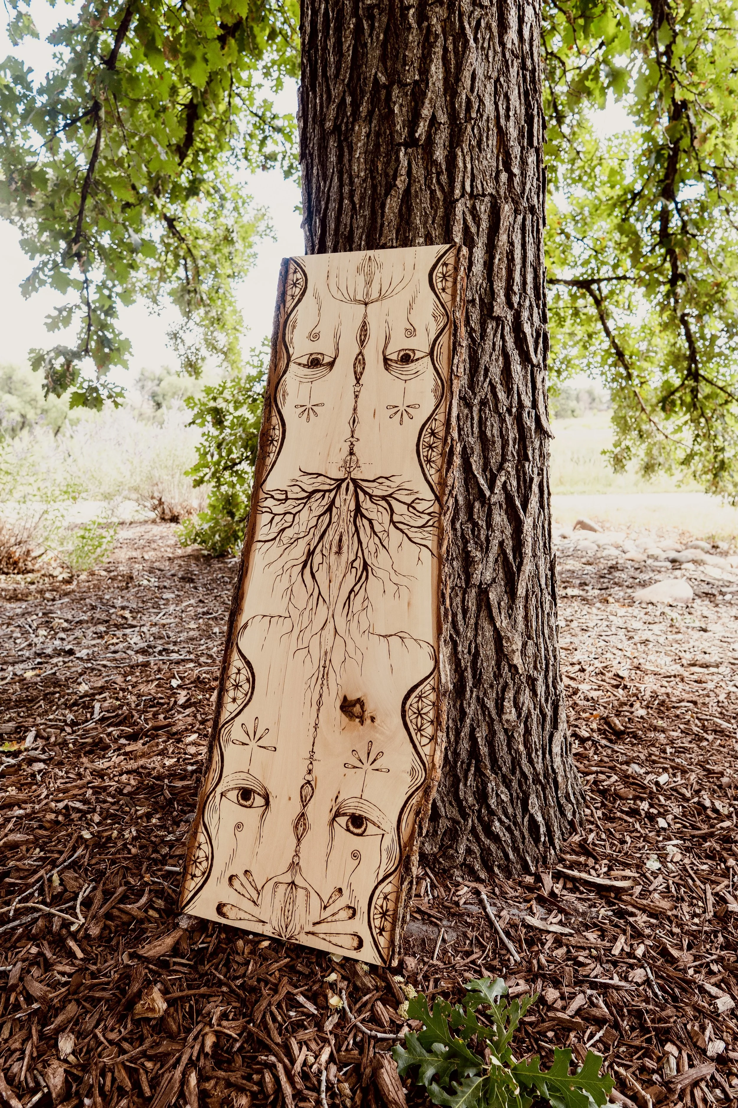 Divine feminine, earth, spiritual wood burning. Wall decor. Handmade.