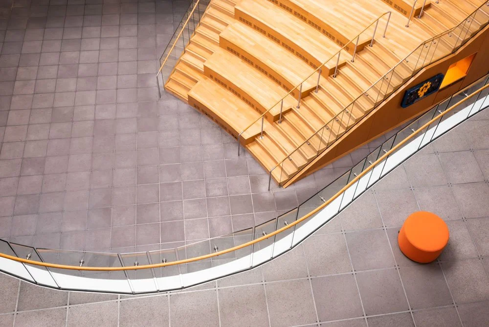 Abstract Stadium Seating Curvy Railing