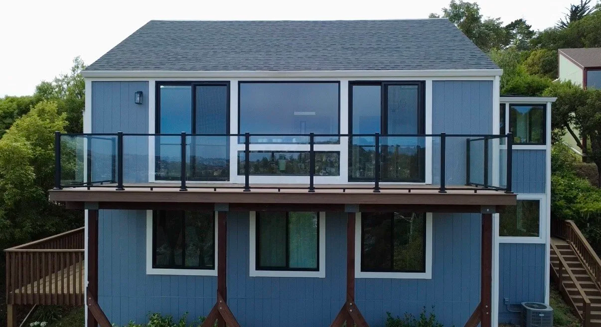 Luxury Hillside Deck with TimberTech & Glass Railings | Mill Valley