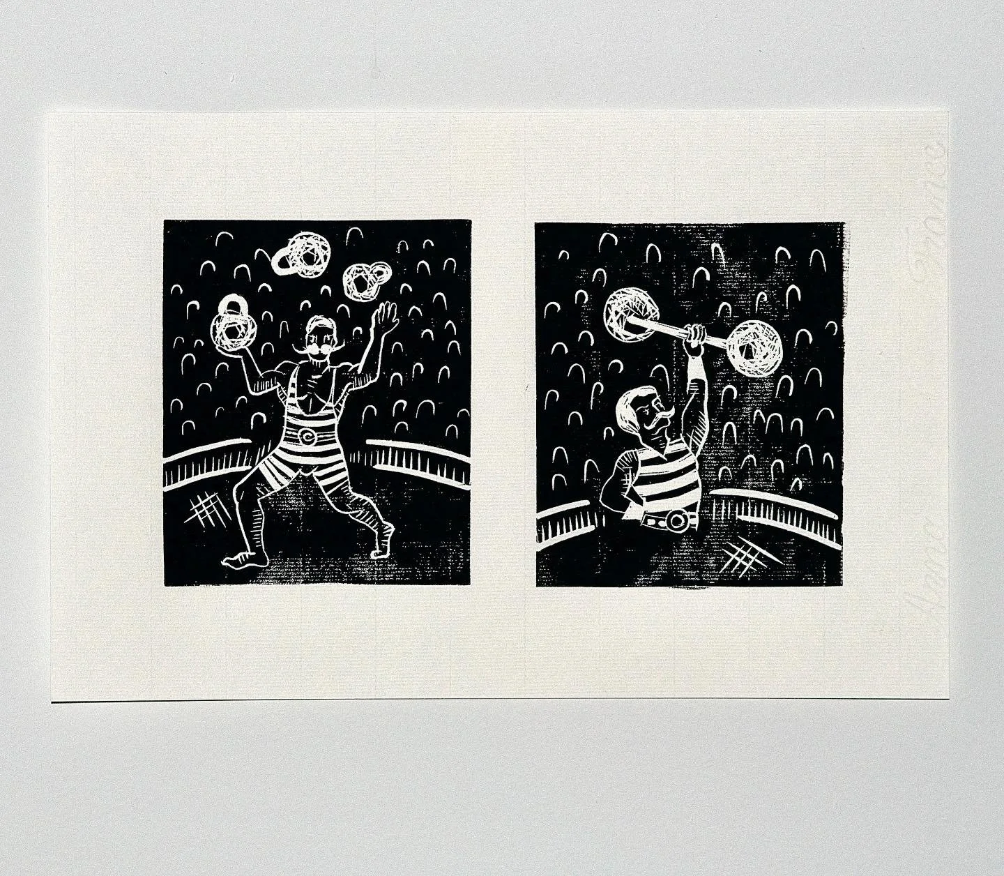 Strongmen #1 and #2. 350x250mm. Linogravura. Disponível - Available.