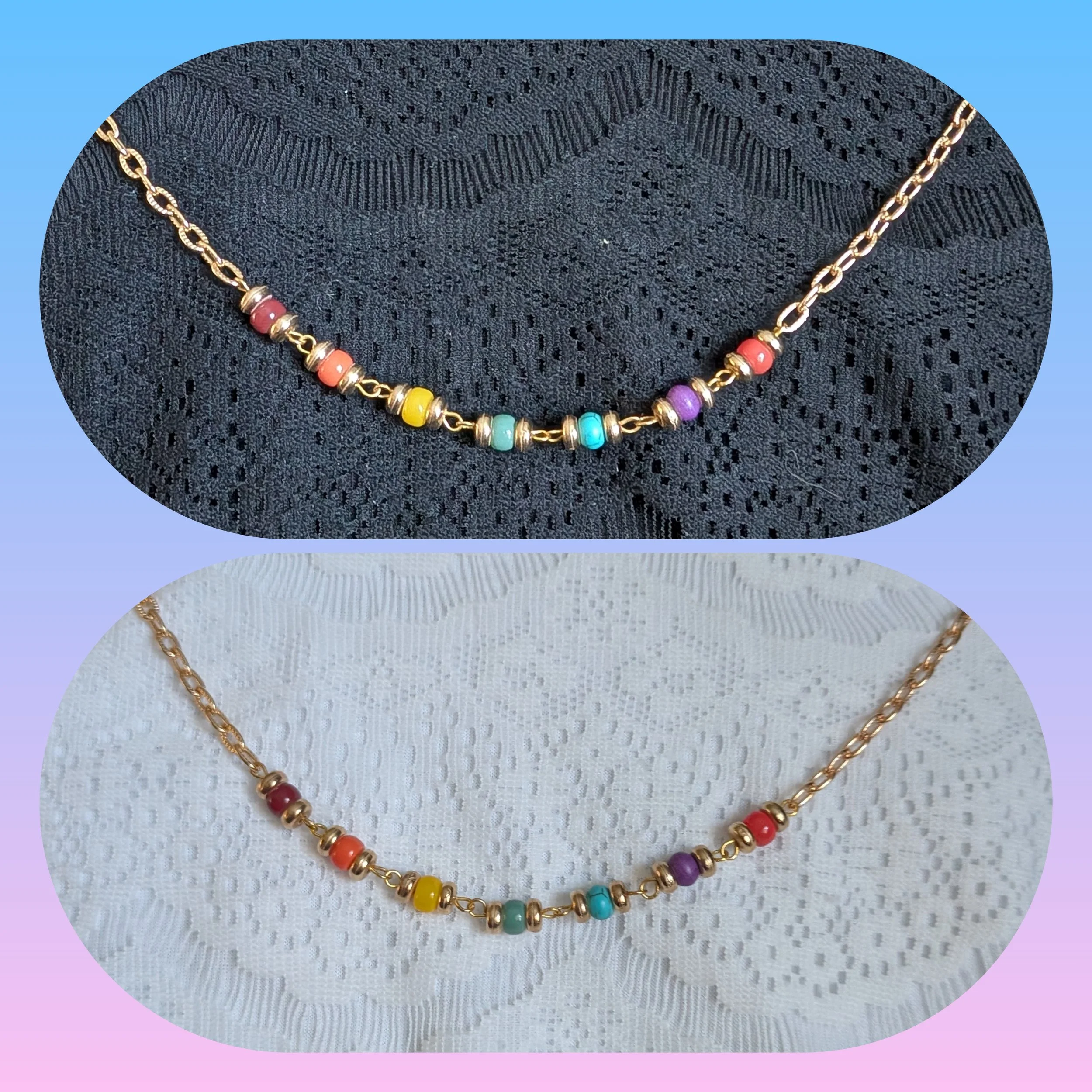 Gold and Rainbow Strand Necklace