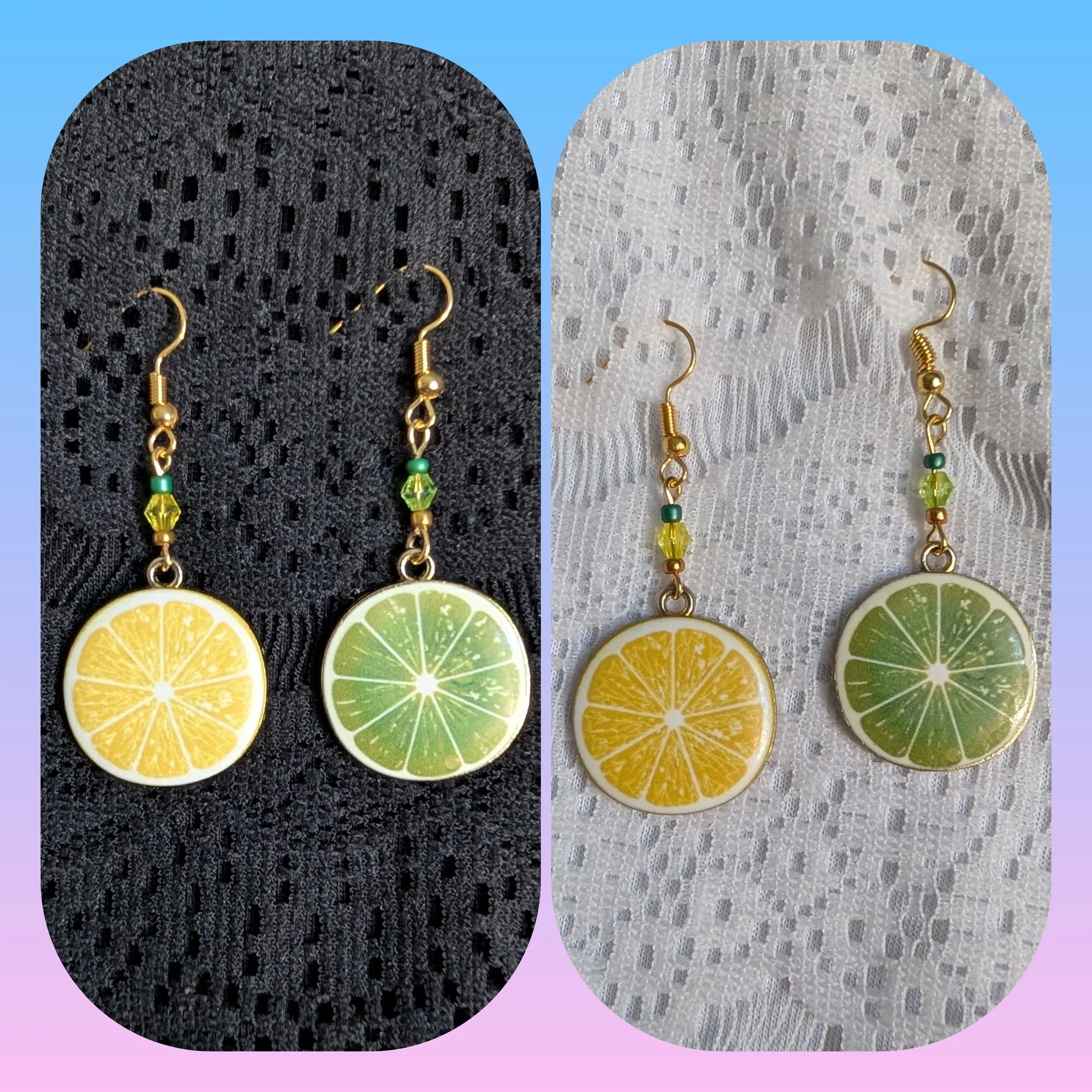 Gold Lemon Lime Slice Earrings