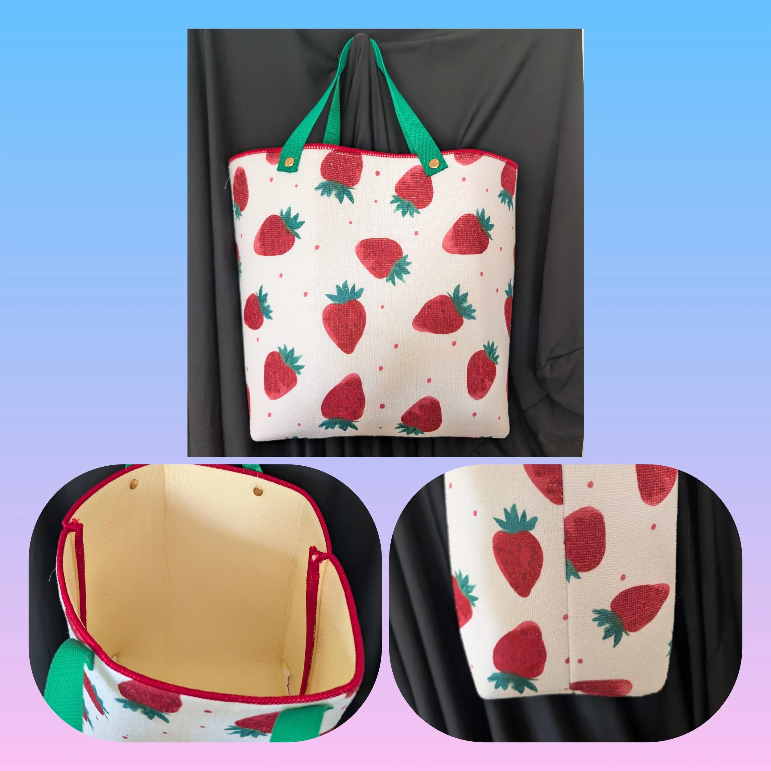 Red Strawberry Large Tote Bag