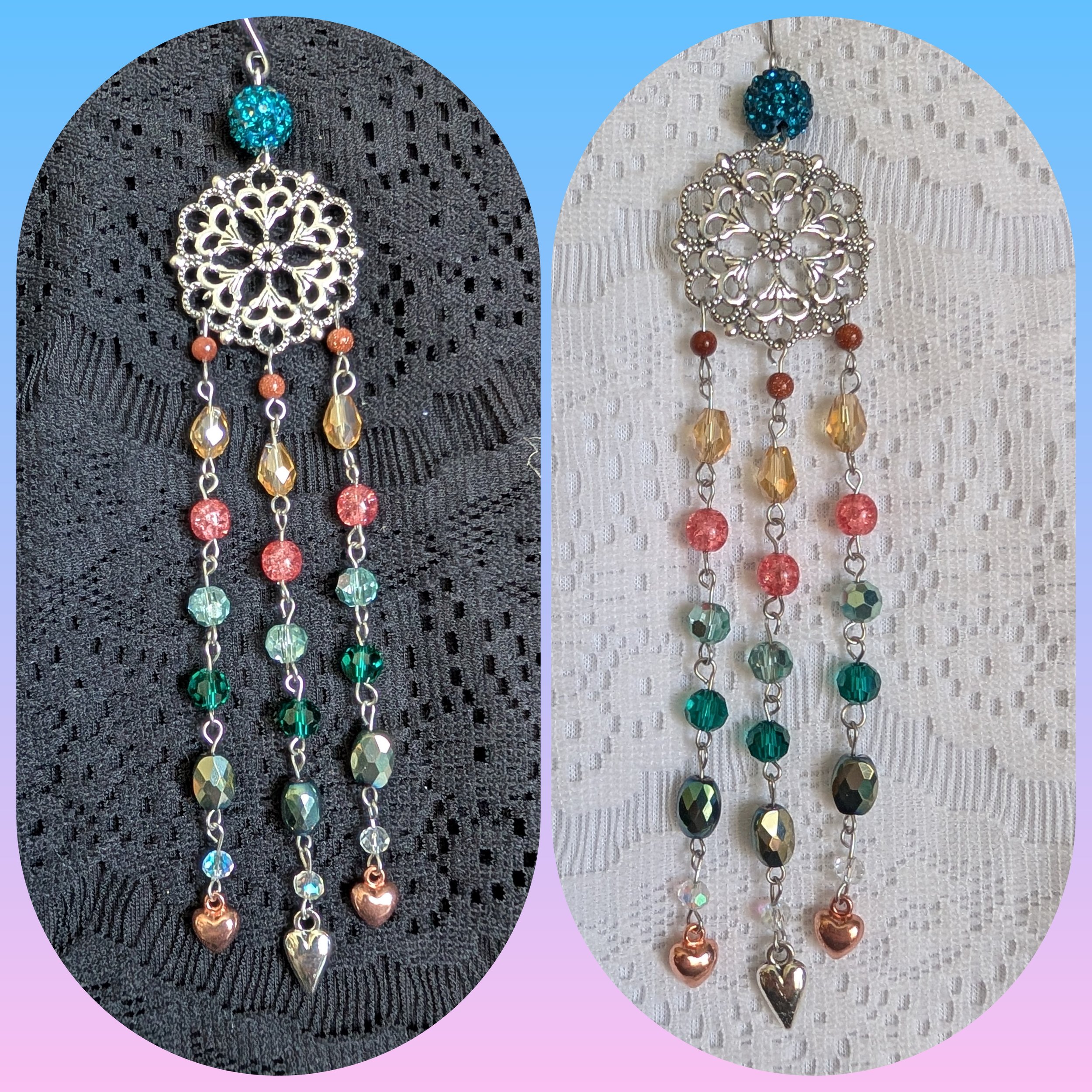 Heart Sparkly Blue and Multicolored Mini Suncatcher