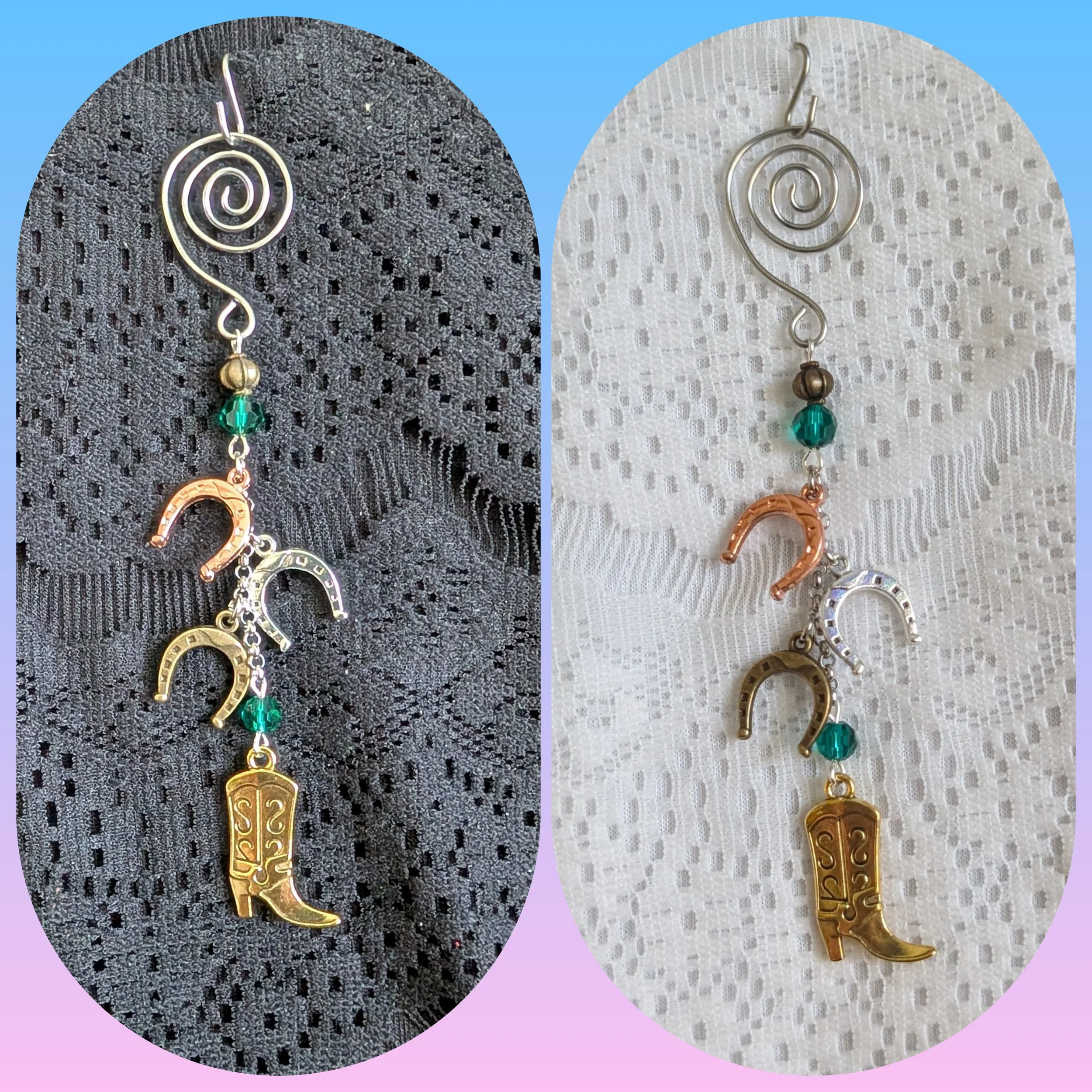 Gold Boot and Horseshoes Bookmark/Tea Bag Holder