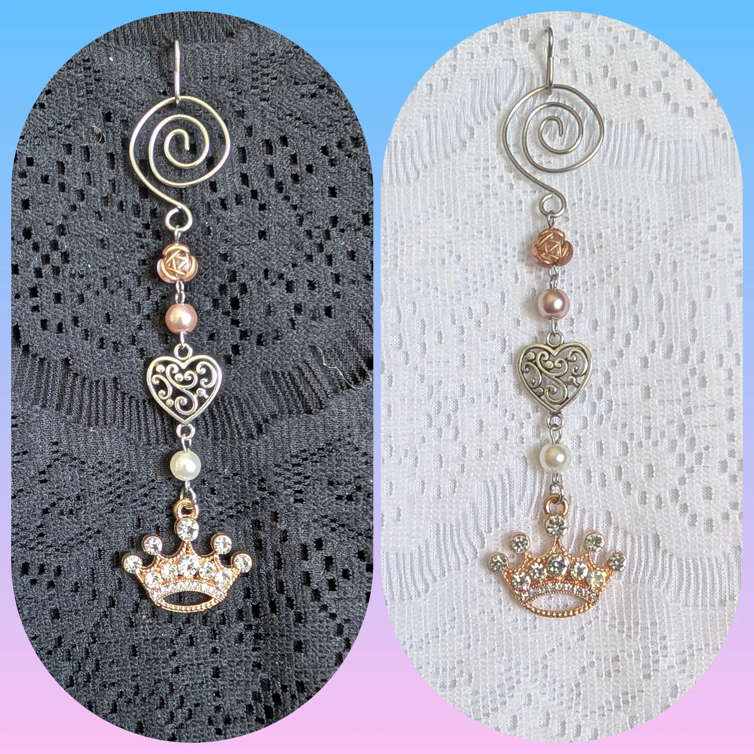 Gold Crown Heart and Pearls Bookmark/Tea Bag Holder