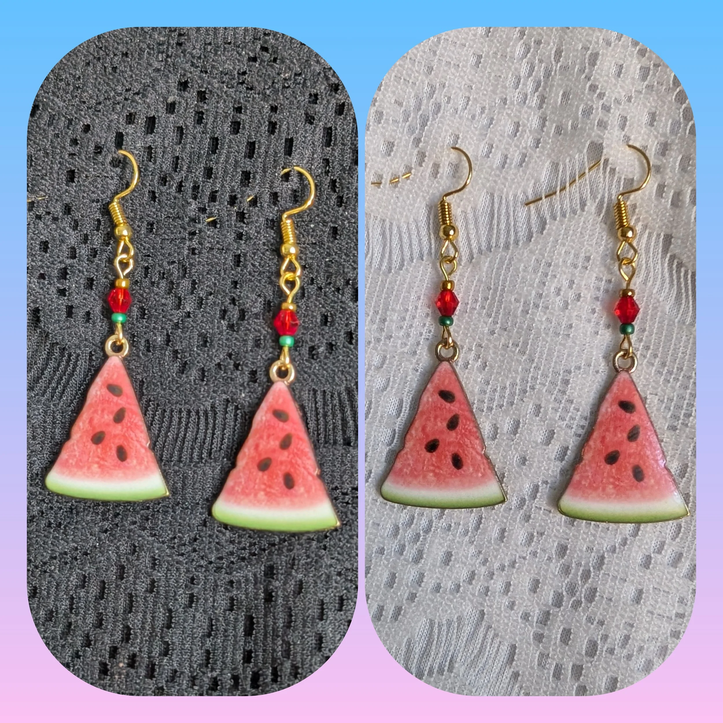 Gold Watermelon Slice Earrings