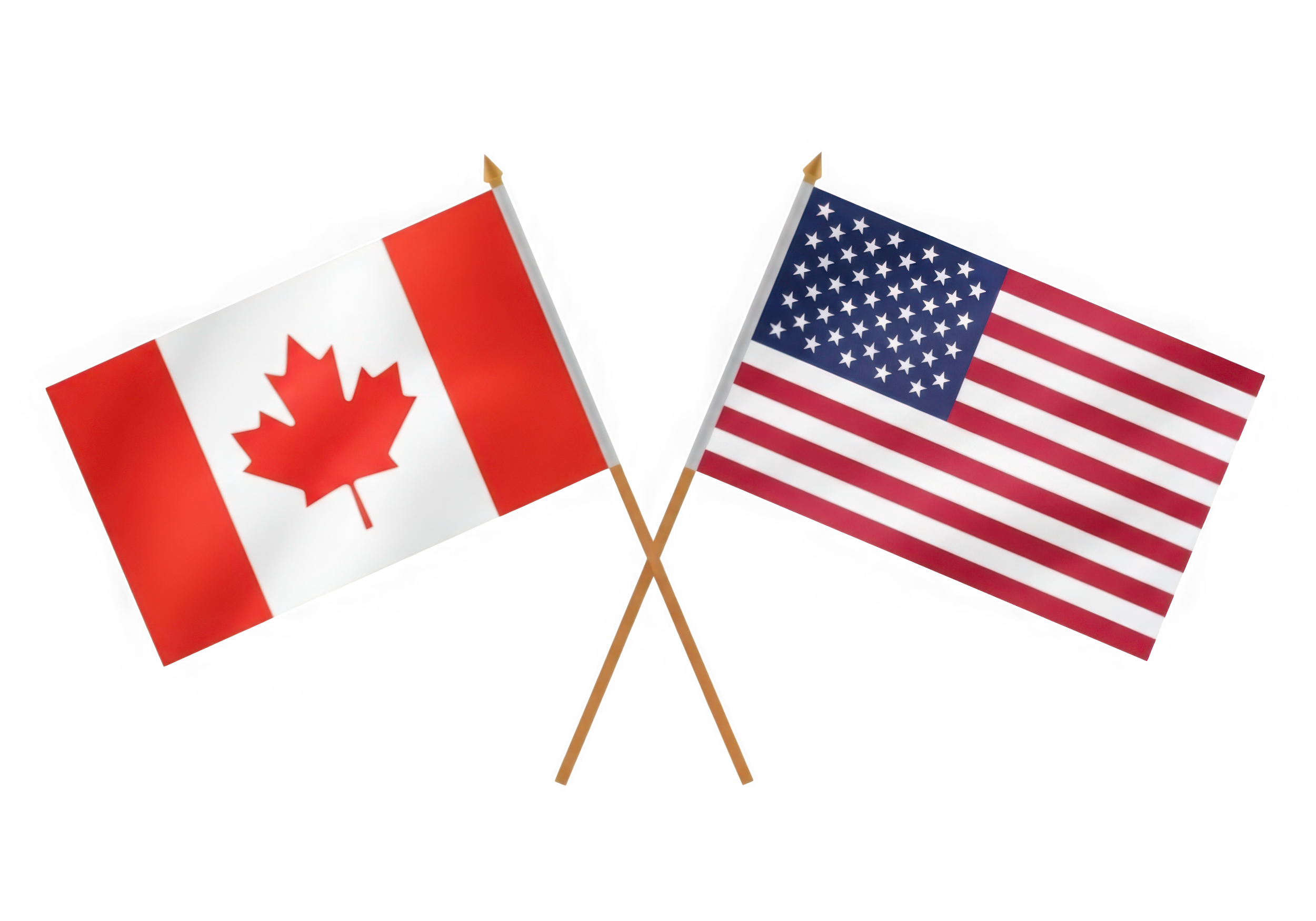 Crossed Canadian and American flags