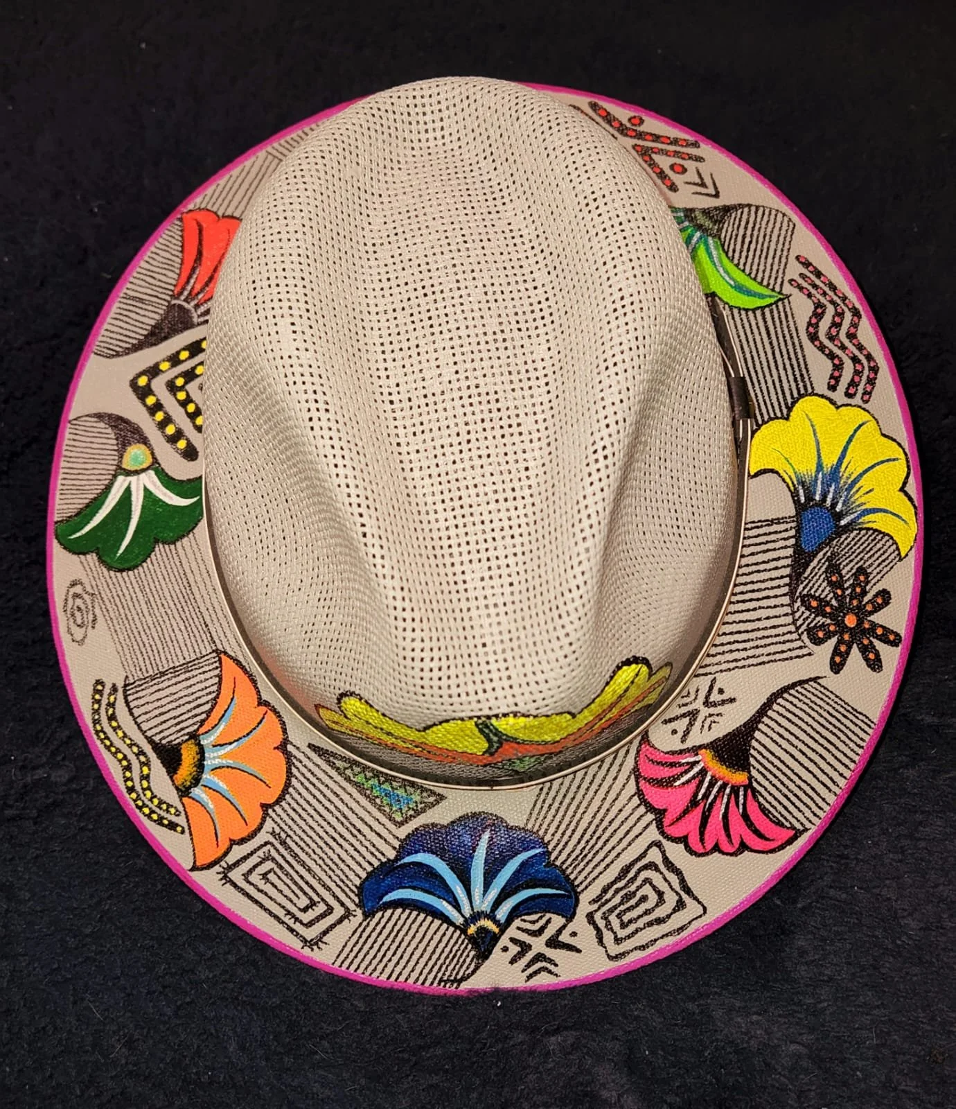 Embroidered Floral Panamanian Hat