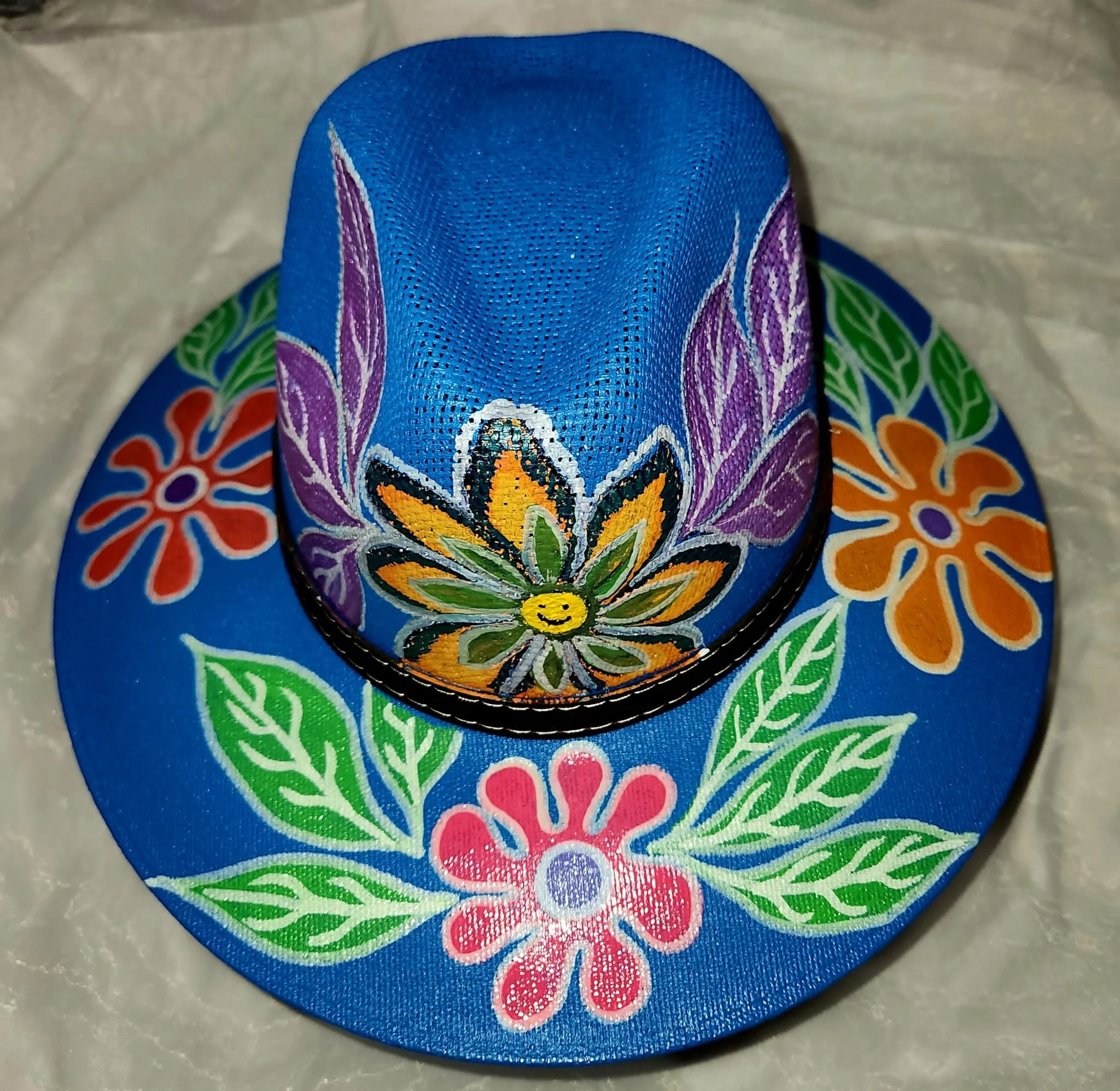 Floral Fiesta Hand-Painted Hat