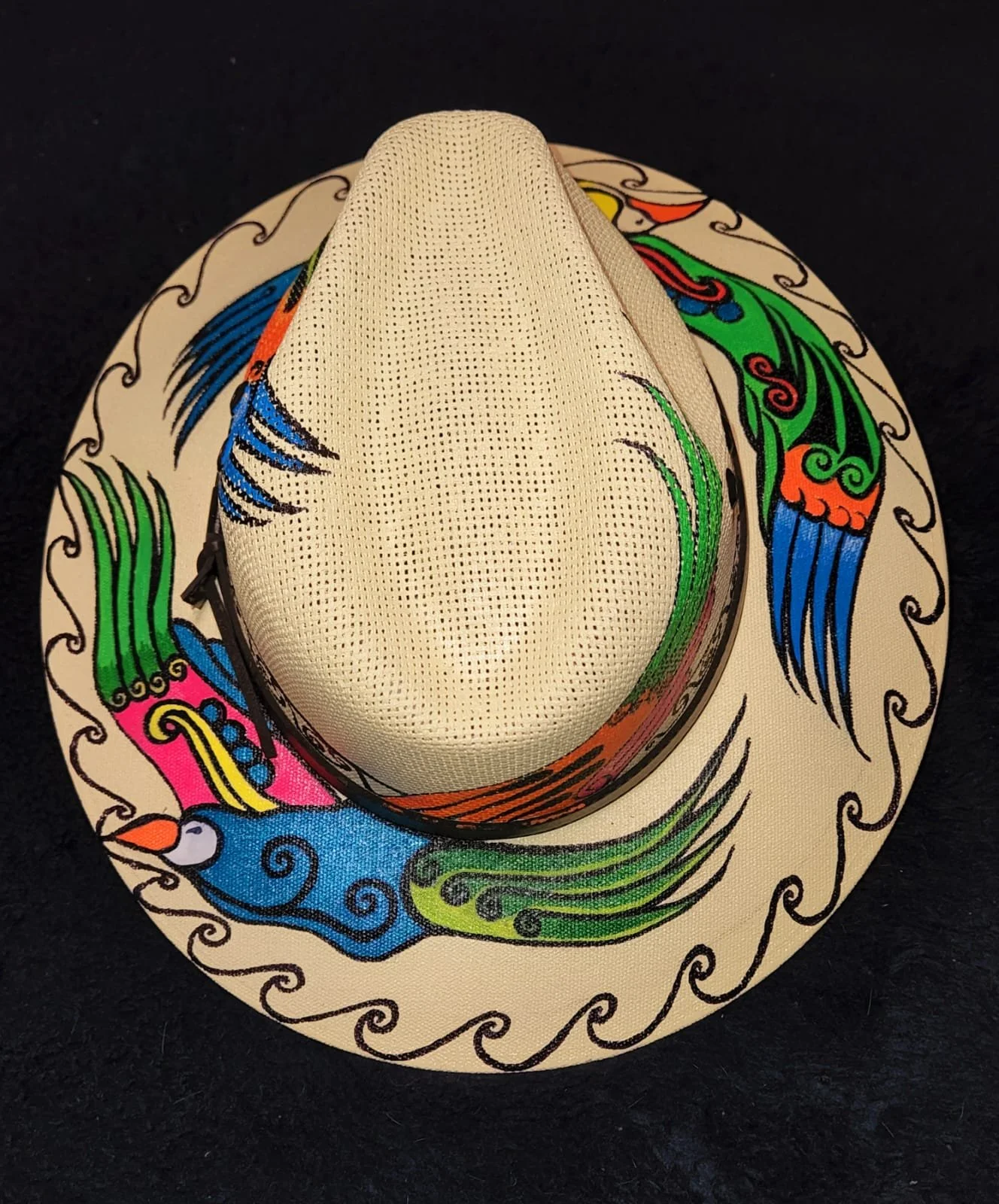 Tropical Bird Hand-Painted Straw Hat