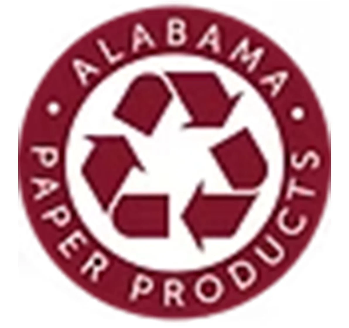 Alabama Paper Products logo with a red circle, white background, recycling arrows, and the text 'Alabama Paper Products' around the edge.