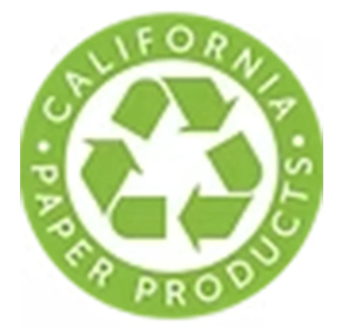 California Paper & Packaging Products recycling certification logo with green circle and recycling symbol.
