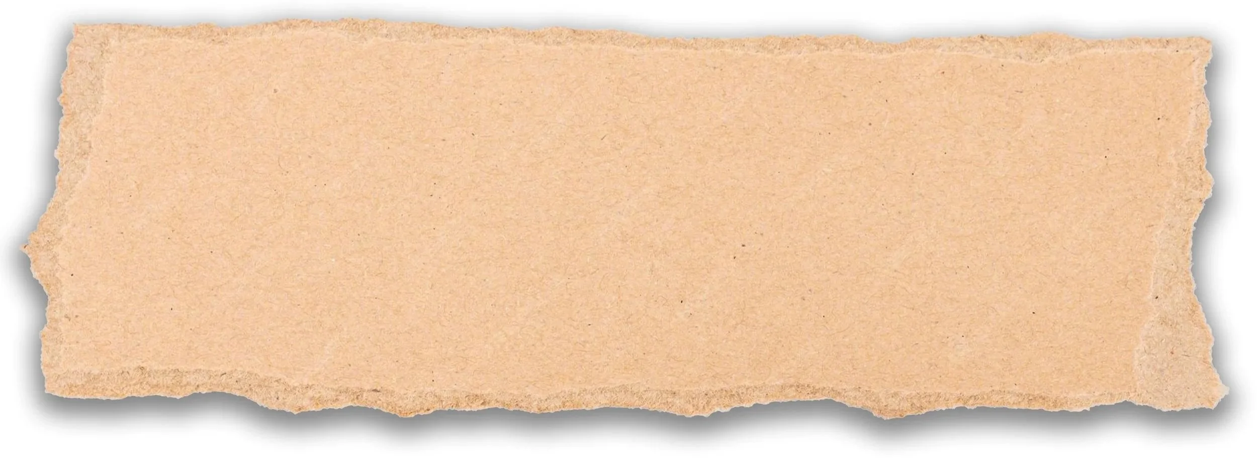 A blank torn piece of brown paper with rough edges and a slight shadow behind it.