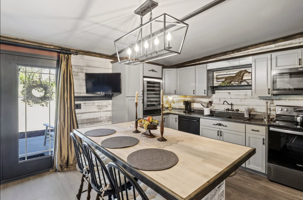 Unit 3 kitchen and island with full kitchen amenities