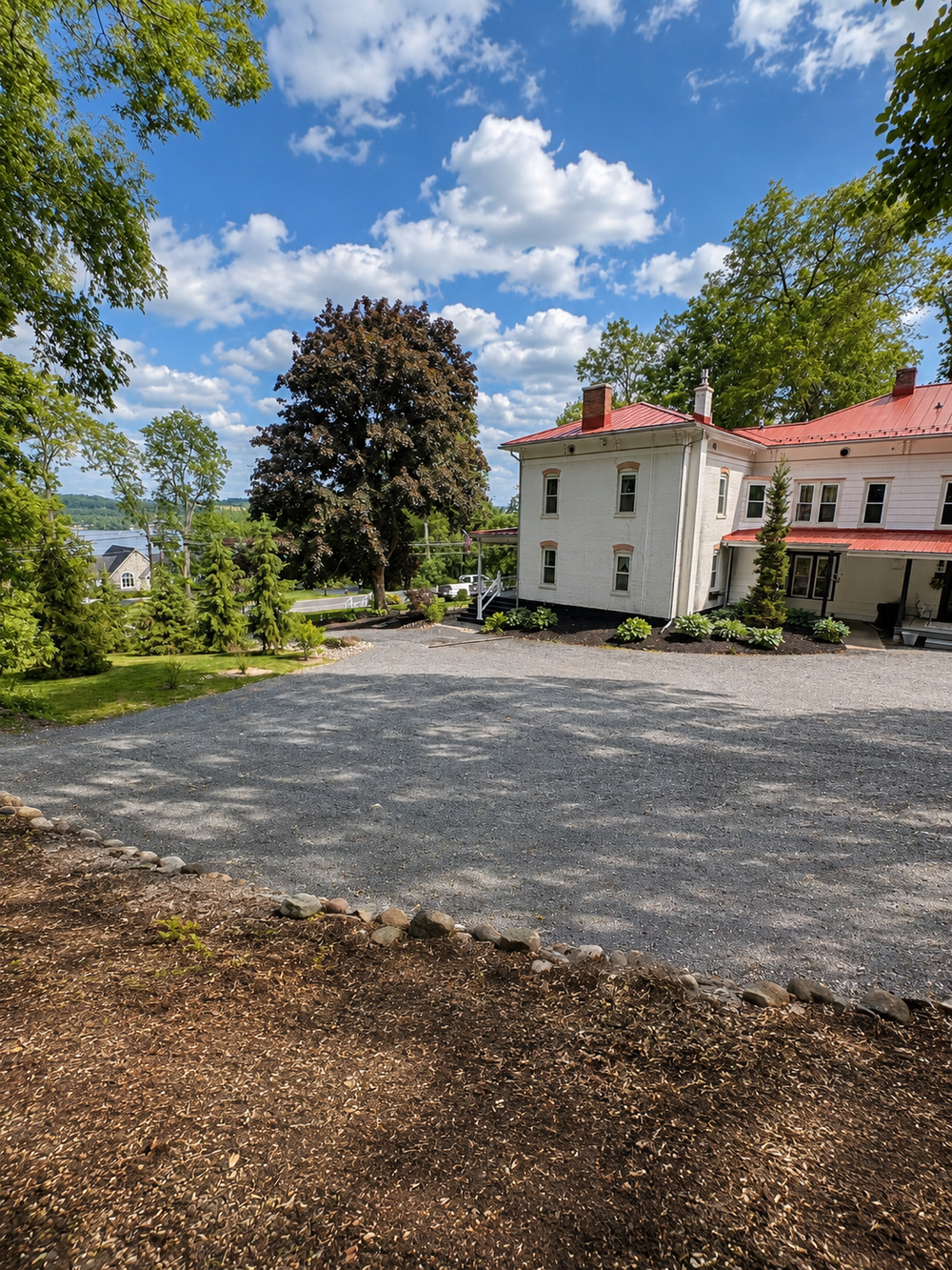 Side driveway and parking area looking toward Keuka Cove House